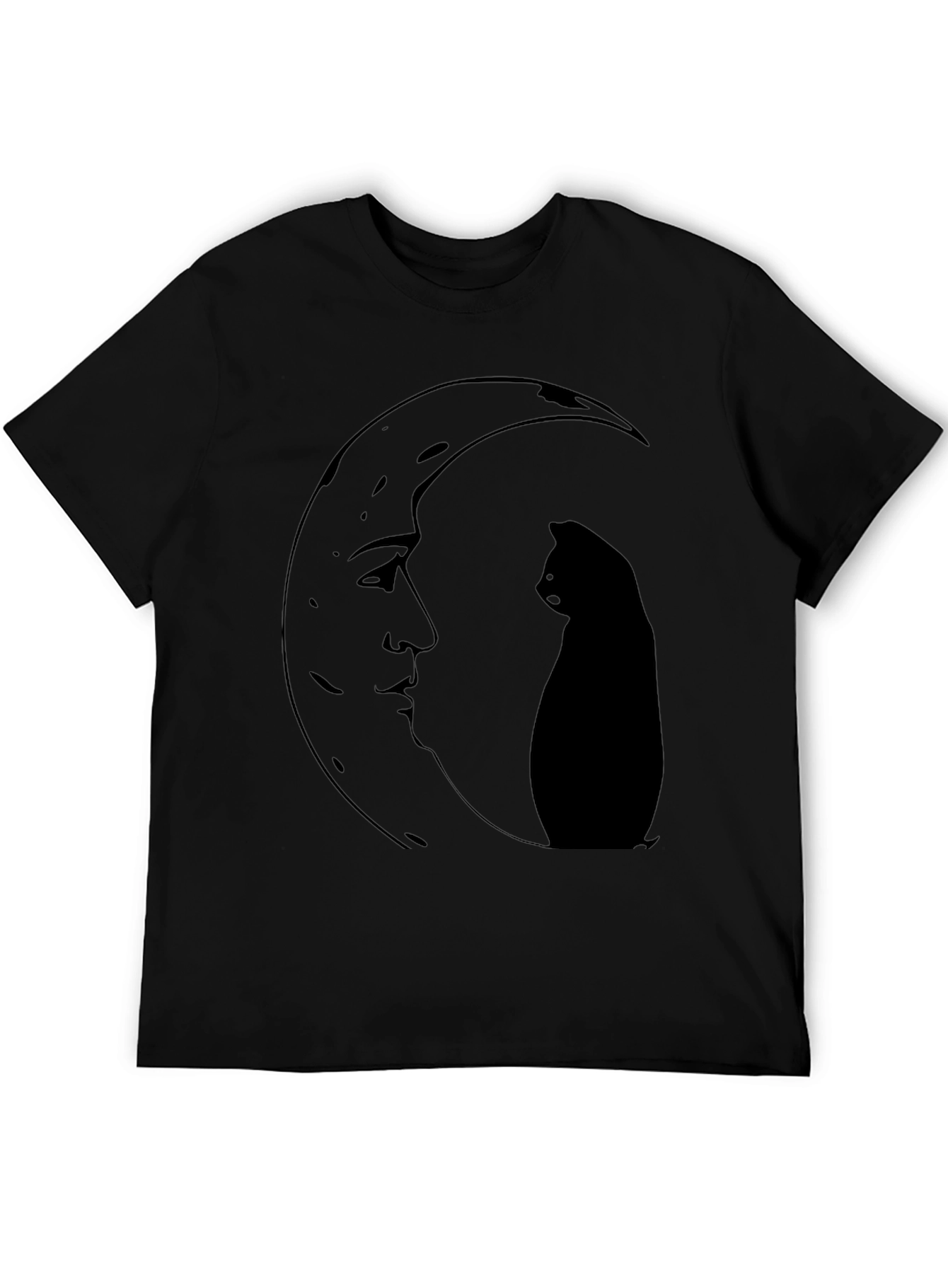 Black Moon Cat Graphic Tee - Black view 5
