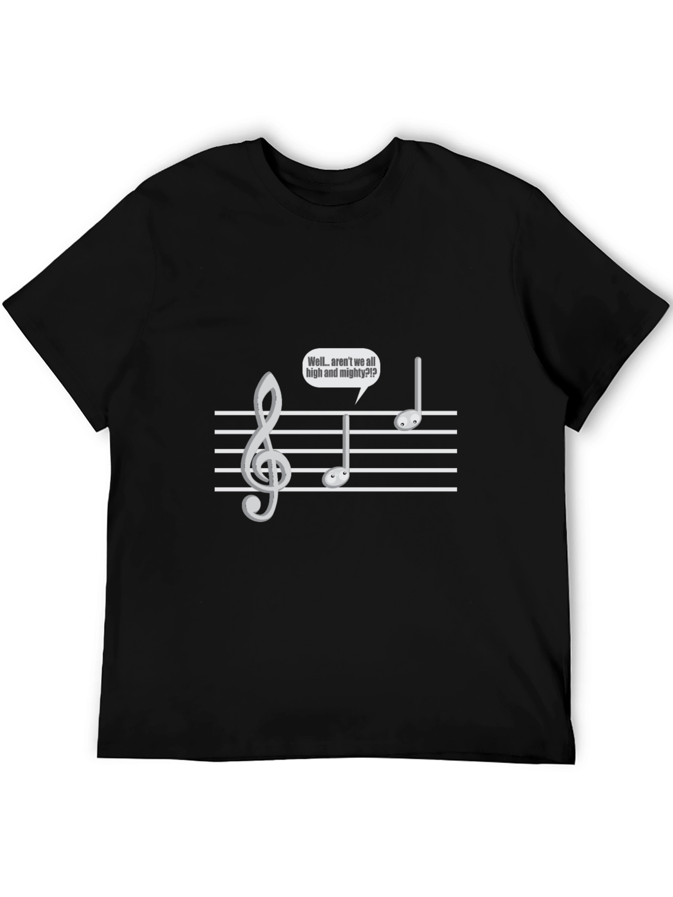 Black Musical Humor T-Shirt - 'High and Mighty' view 5