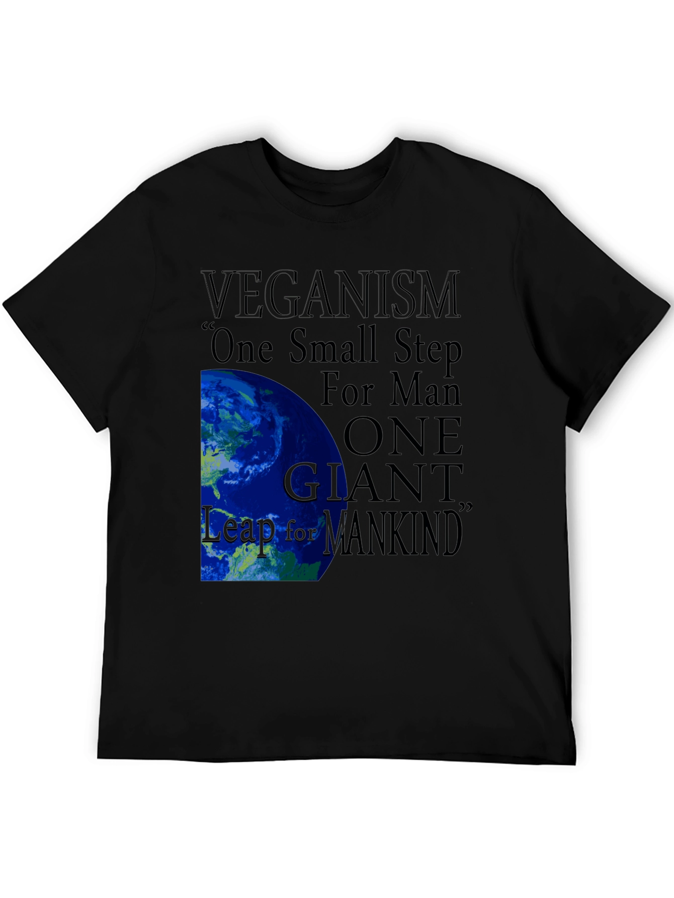 Black Veganism One Small Step Graphic Tee view 5
