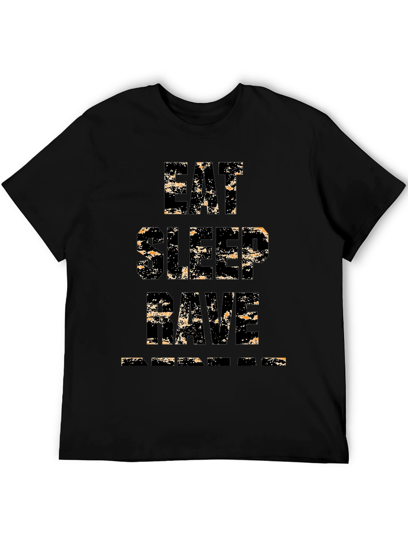 Black Eat Sleep Rave Repeat Men's Black Graphic T-Shirt view 5