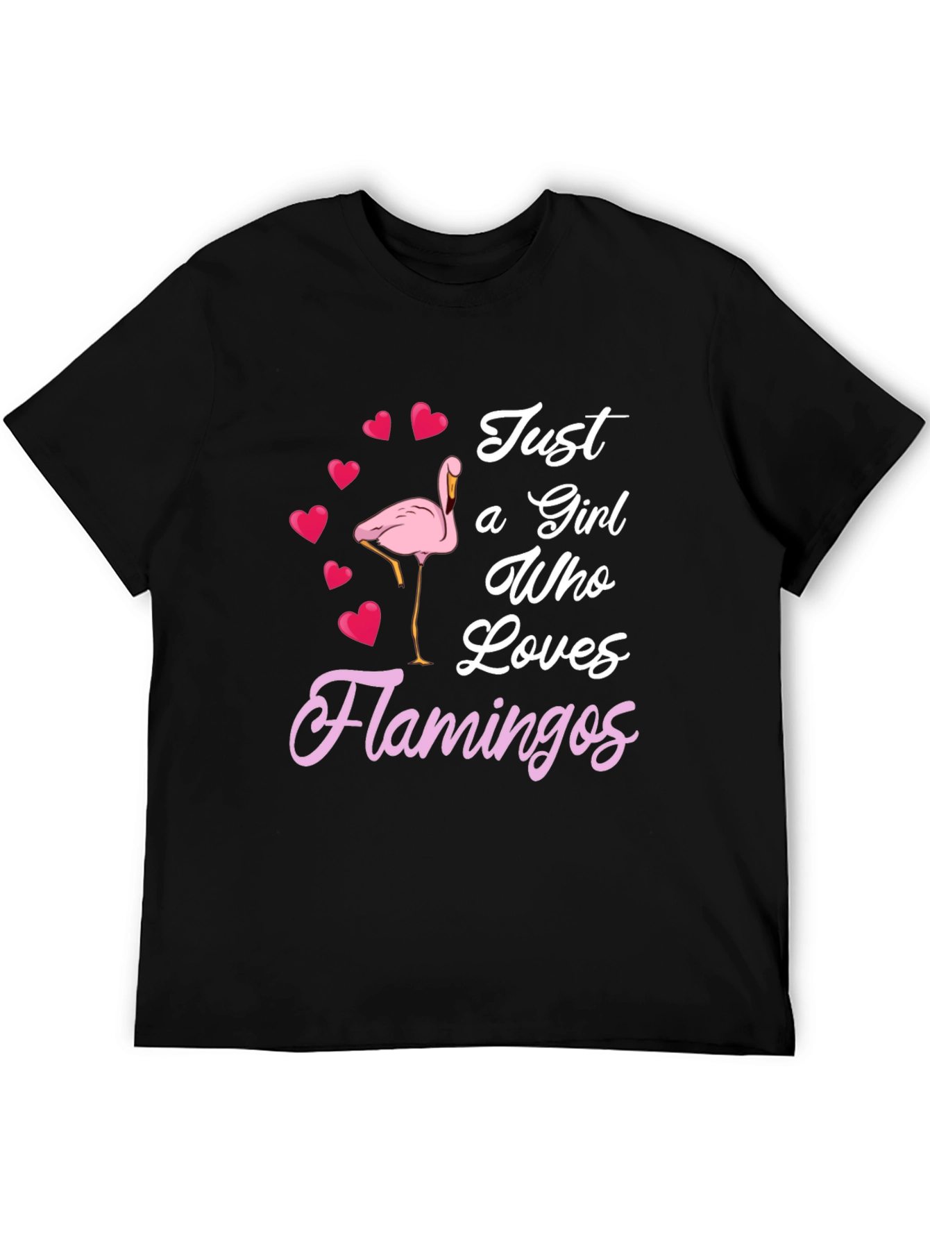 Black Just a Girl Who Loves Flamingos T-Shirt view 5