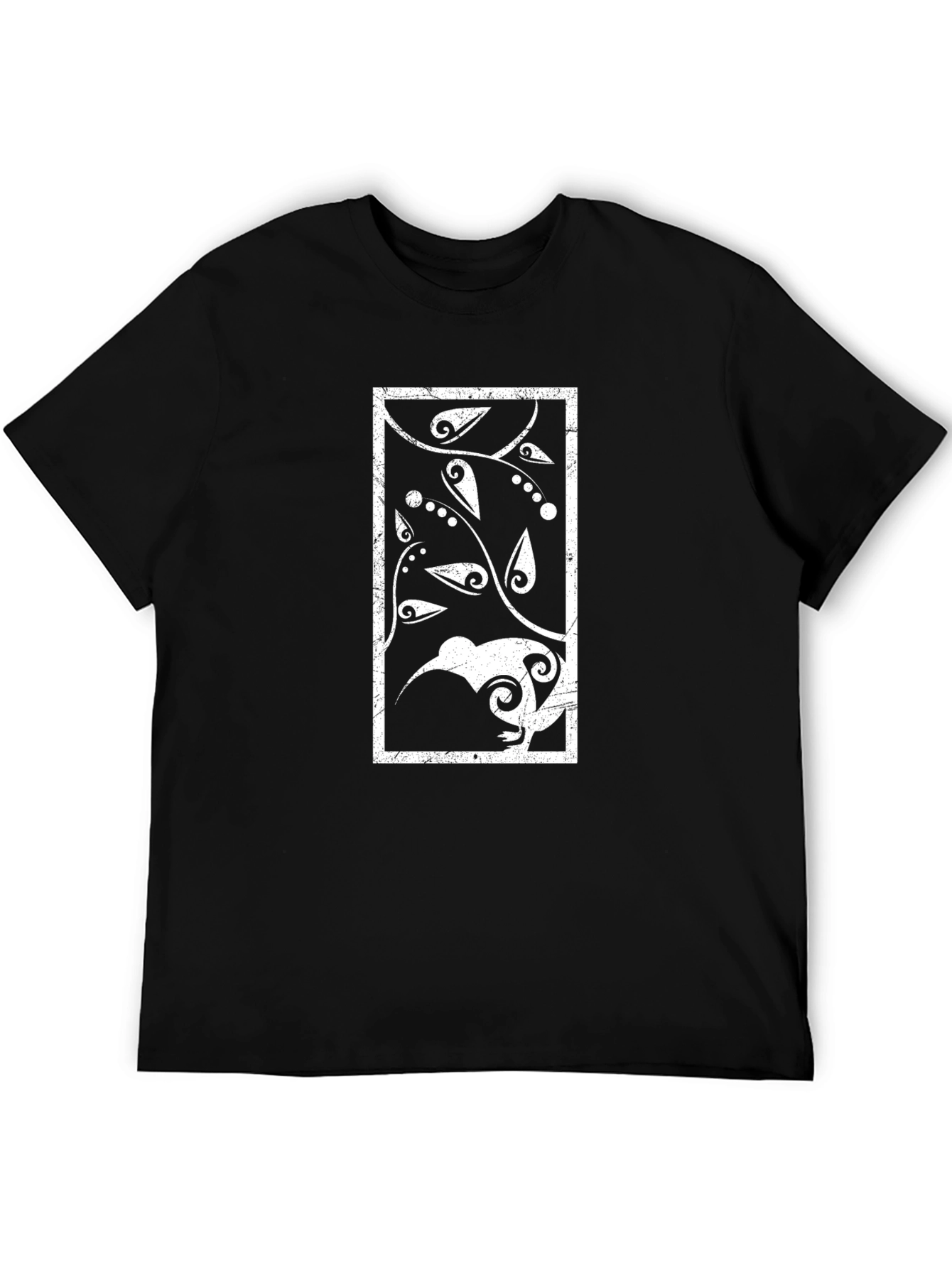 Black Abstract Kiwi Bird Graphic Tee - Black view 5