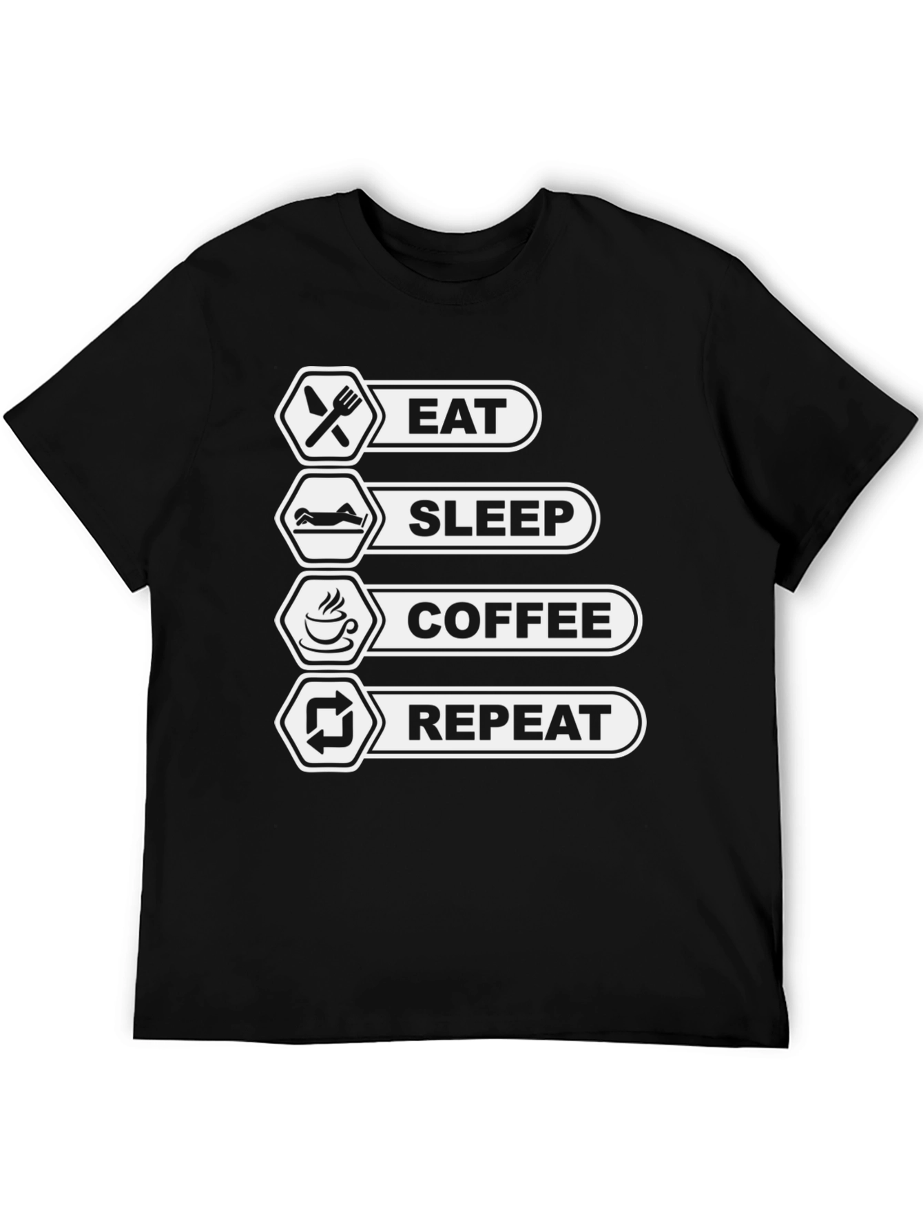 Black Eat Sleep Coffee Repeat Graphic Tee - Black view 5