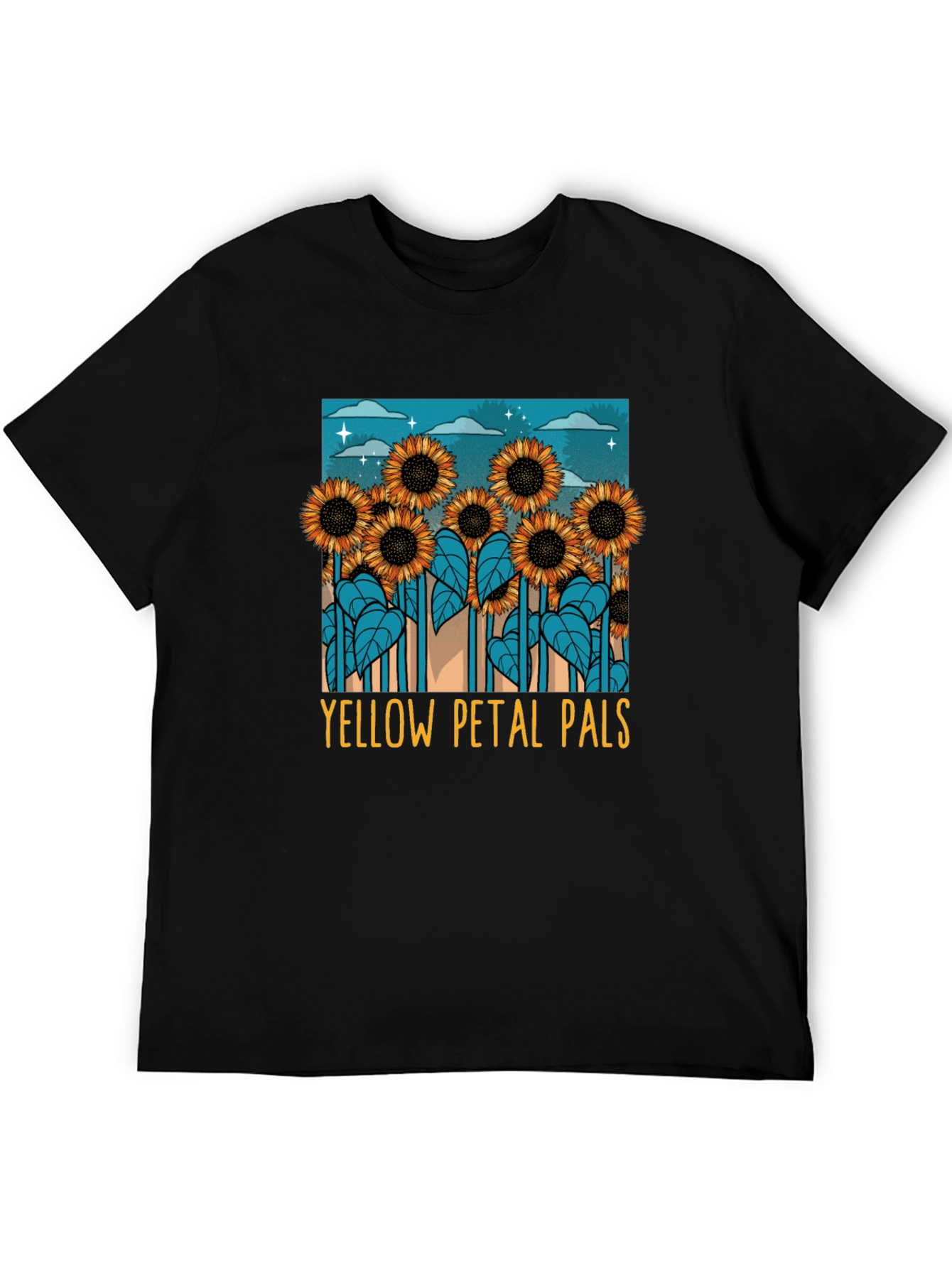 Black Sunflower Graphic Tee - Yellow Petal Pals T-Shirt view 5