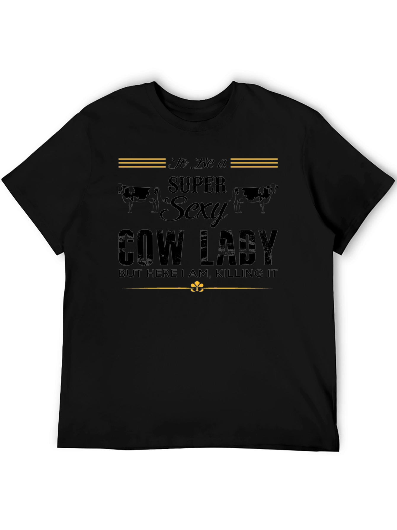 Black Super Sexy Cow Lady T-Shirt view 5