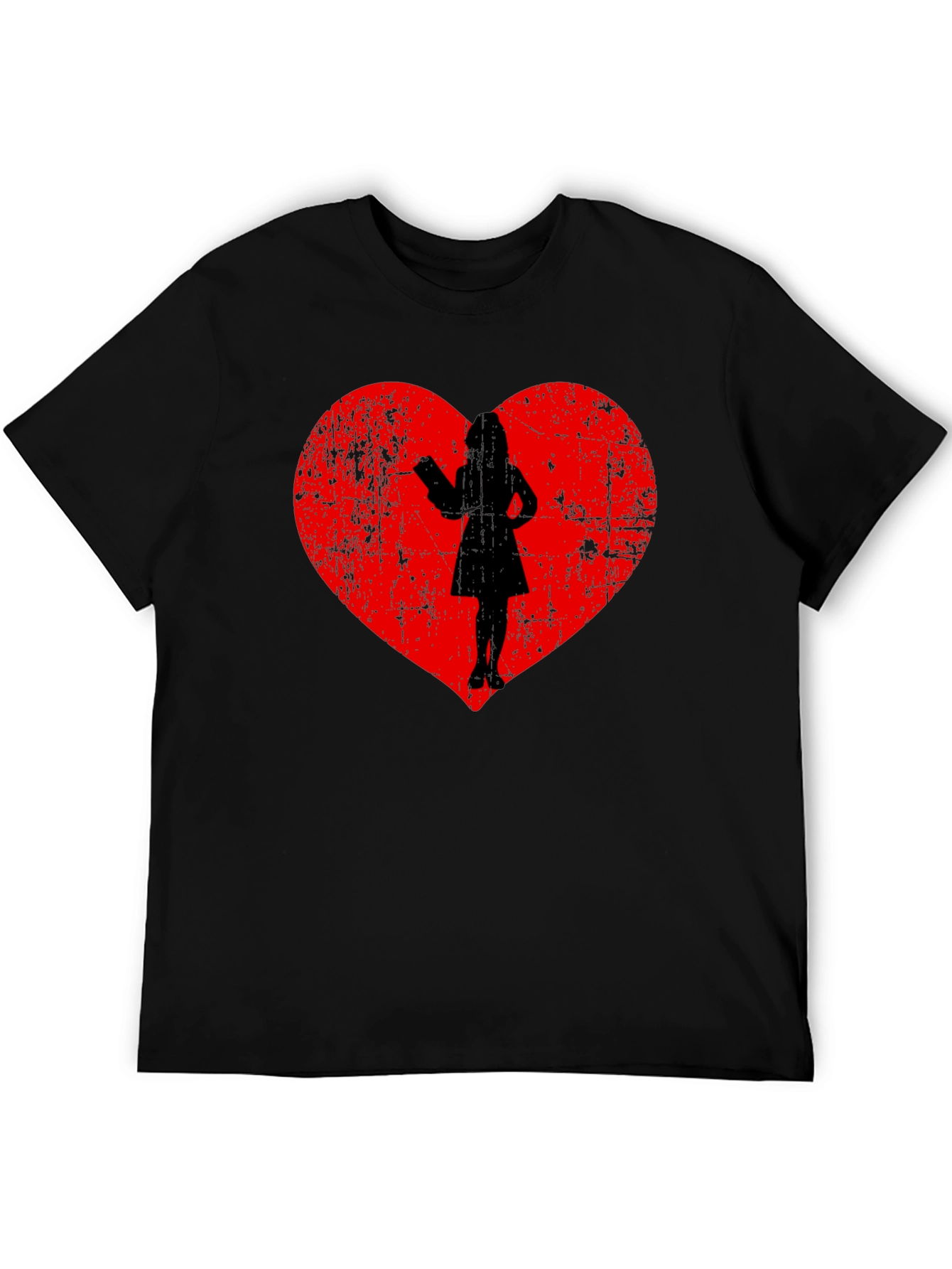Black Heart Silhouette Graphic Tee - Black Cotton Blend view 5