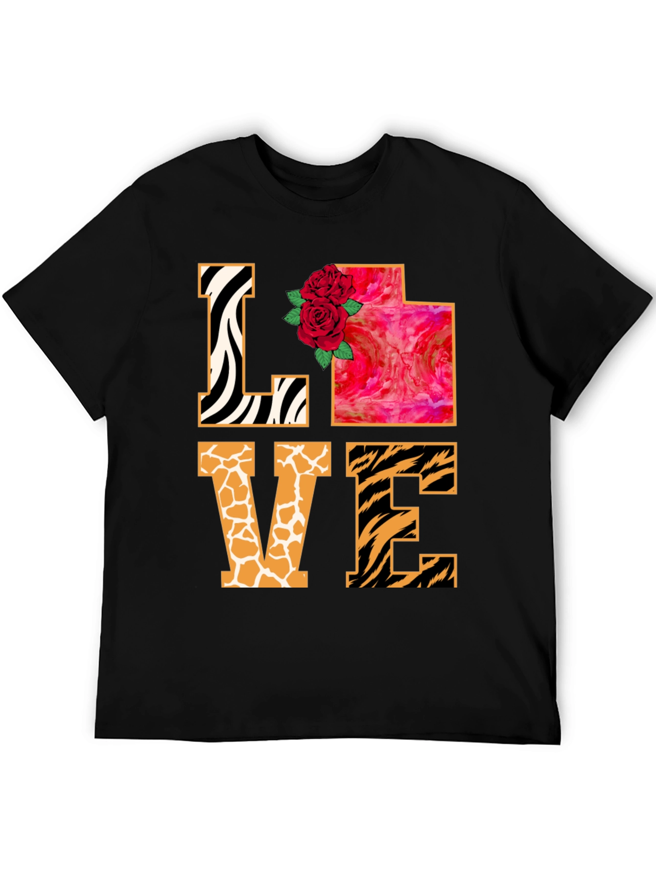 Black LOVE Animal Print Graphic T-Shirt view 5