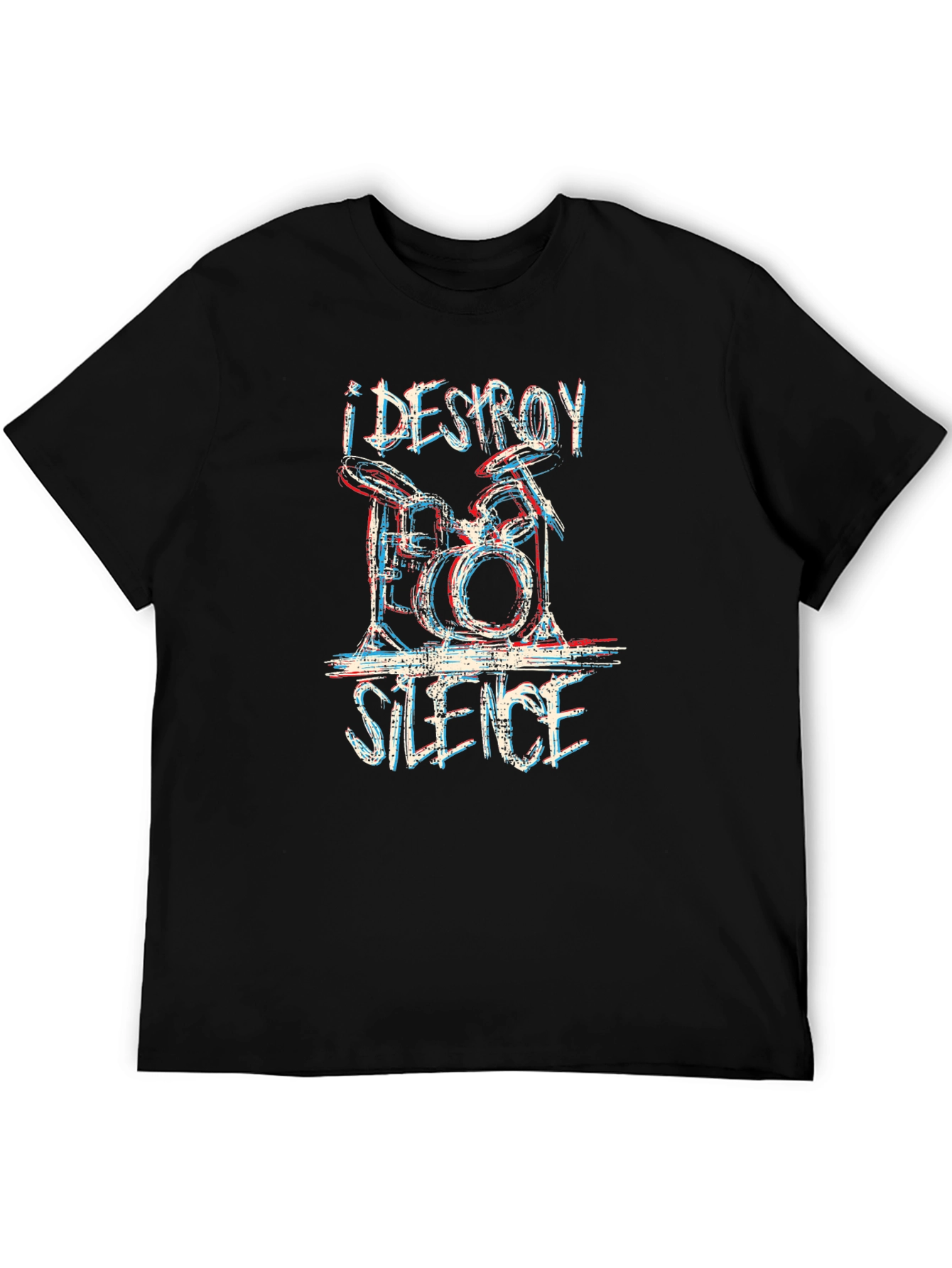 Black I Destroy Silence Drum Kit Graphic Tee - Black view 5