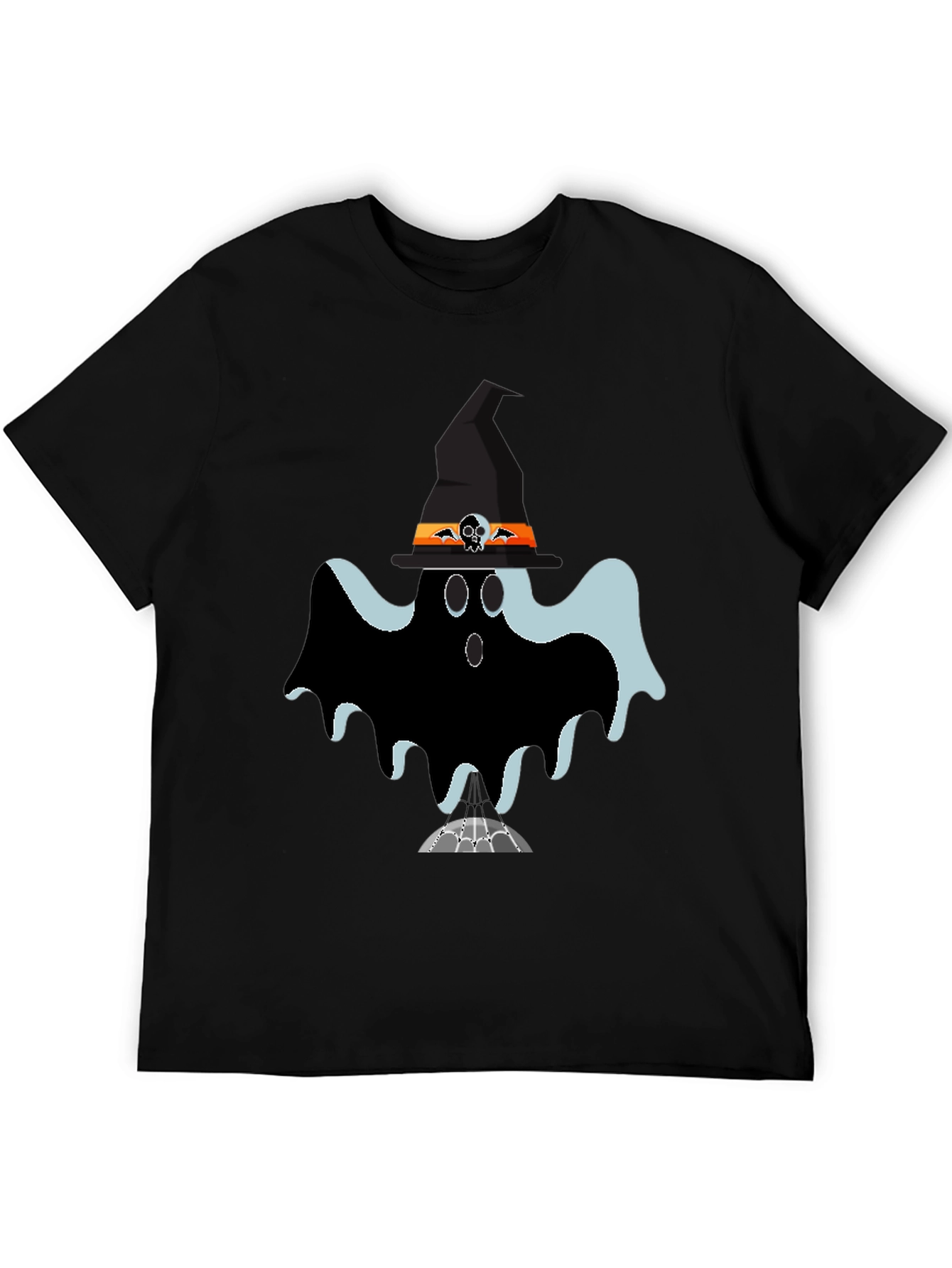 Black Halloween Ghost Tee: Spooky Season Style view 5