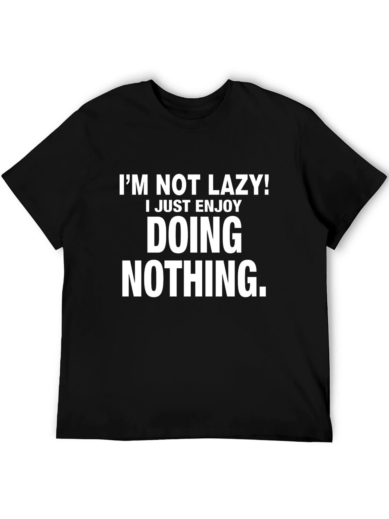 Black Funny Lazy Graphic Tee Shirt view 5