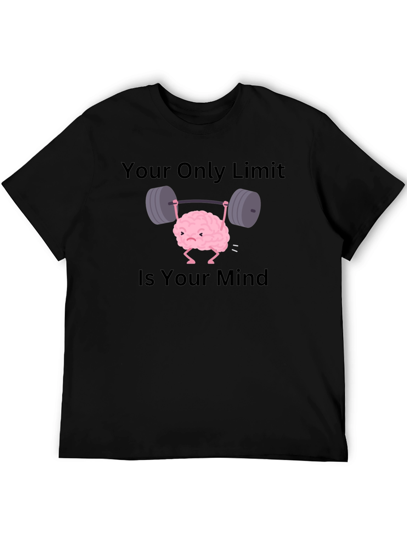 Black Brain Lifting Weights T-Shirt - Your Only Limit view 5