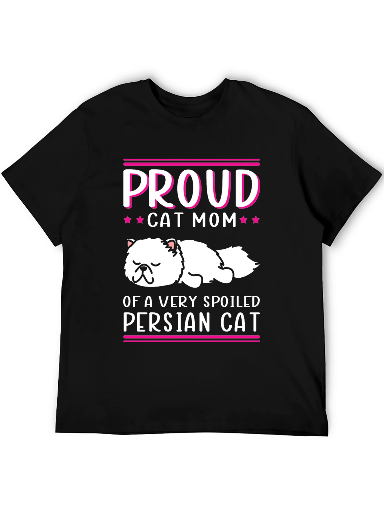 Black Proud Cat Mom T-Shirt - Spoiled Persian Cat view 5