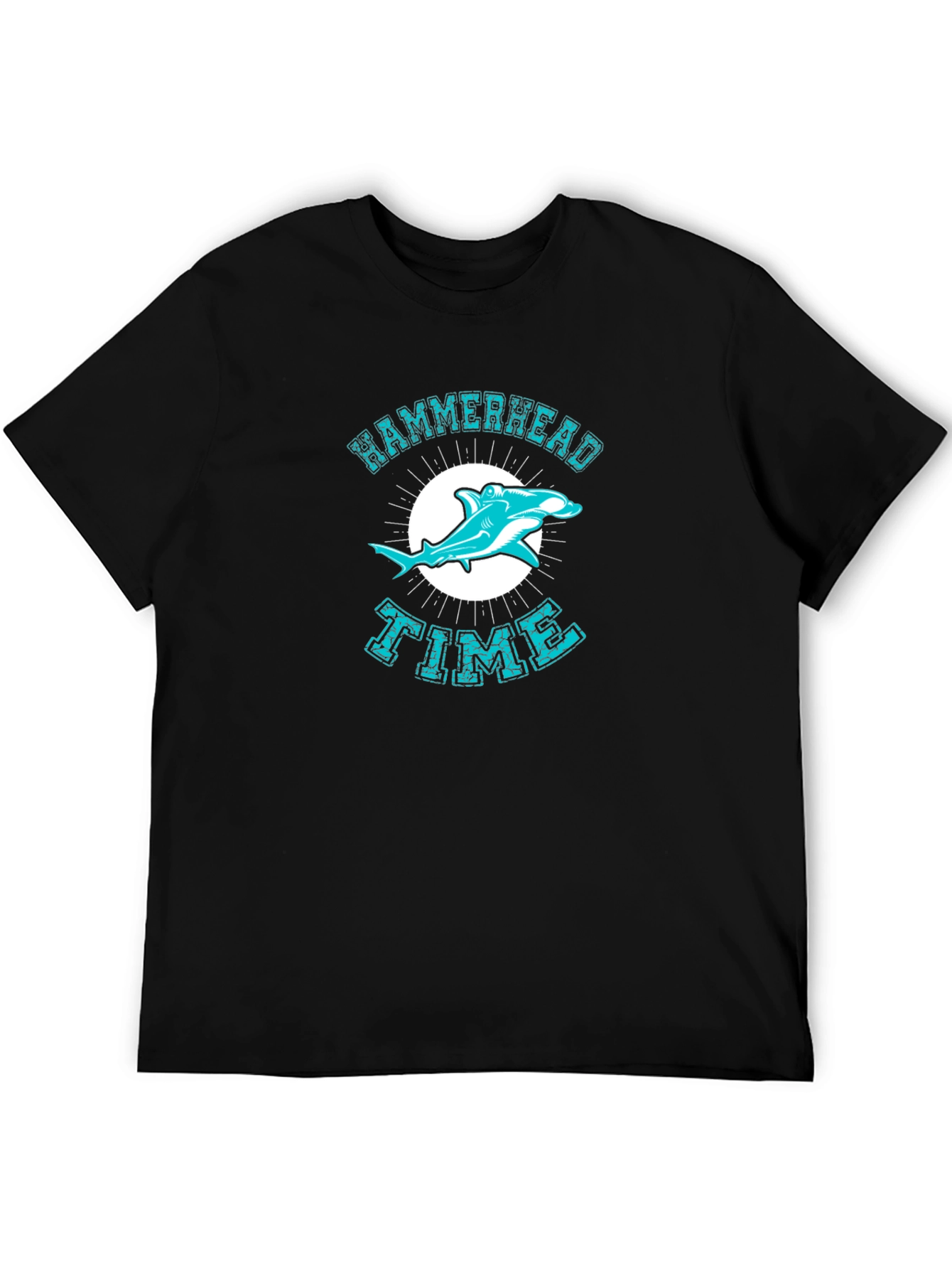 Black Hammerhead Shark Time Graphic T-Shirt view 5