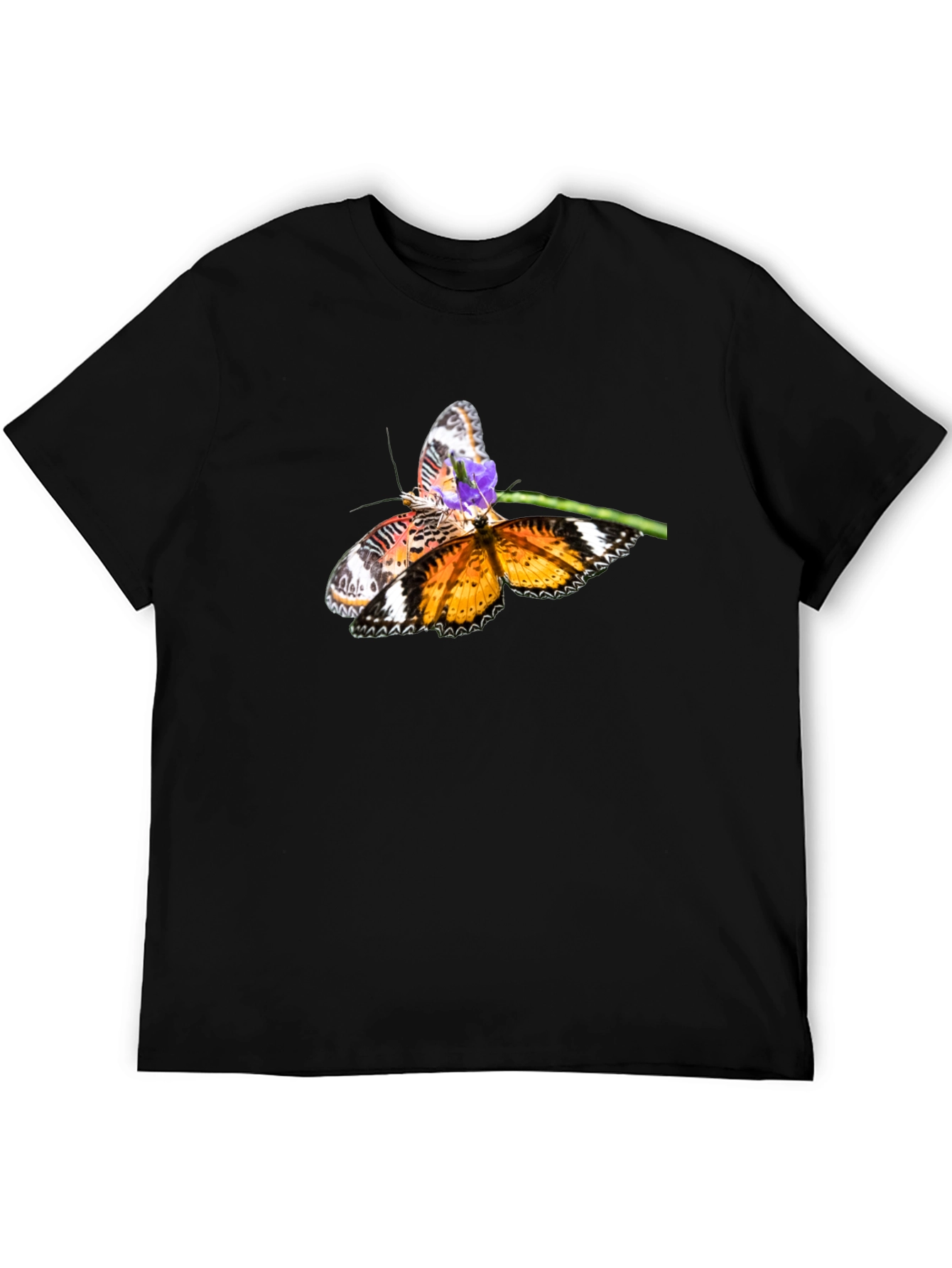 Black Butterfly Graphic Print Black T-Shirt view 5