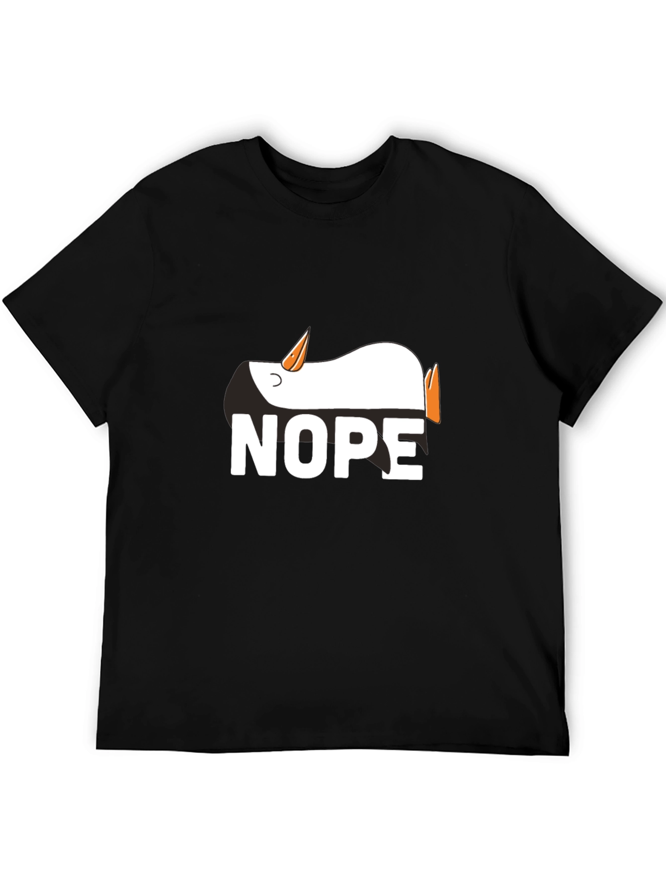 Black Nope Penguin Graphic Tee - Funny Relaxed T-Shirt view 5