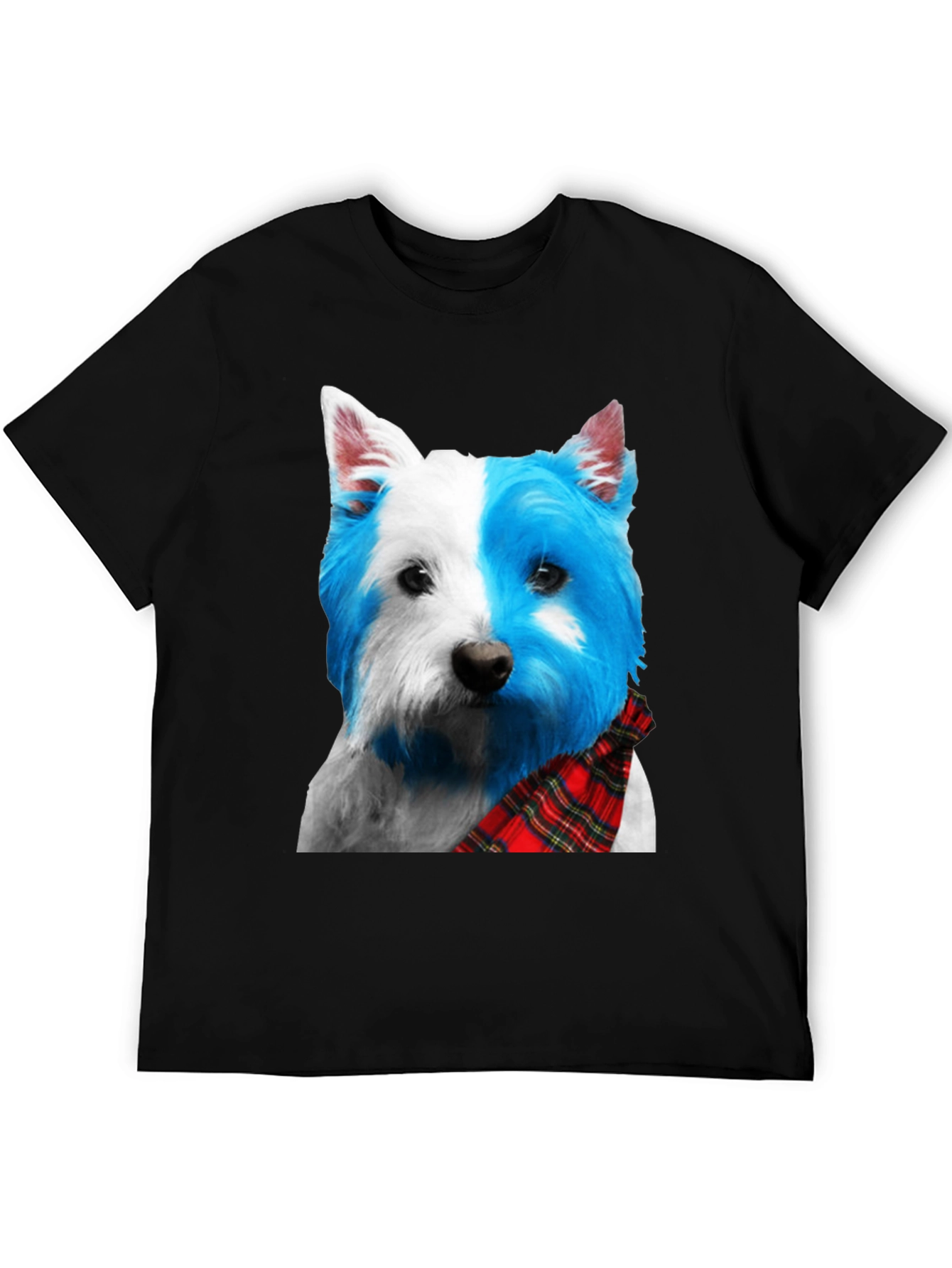 Black Dog Breed Plaid Scarf Tee view 5