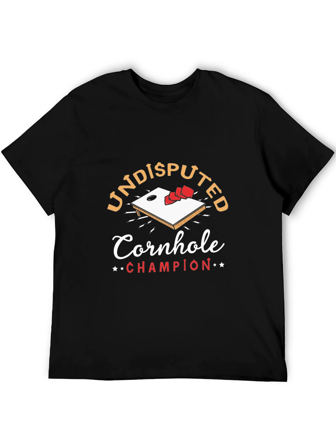 Black Undisputed Cornhole Champion Graphic T-Shirt view 5