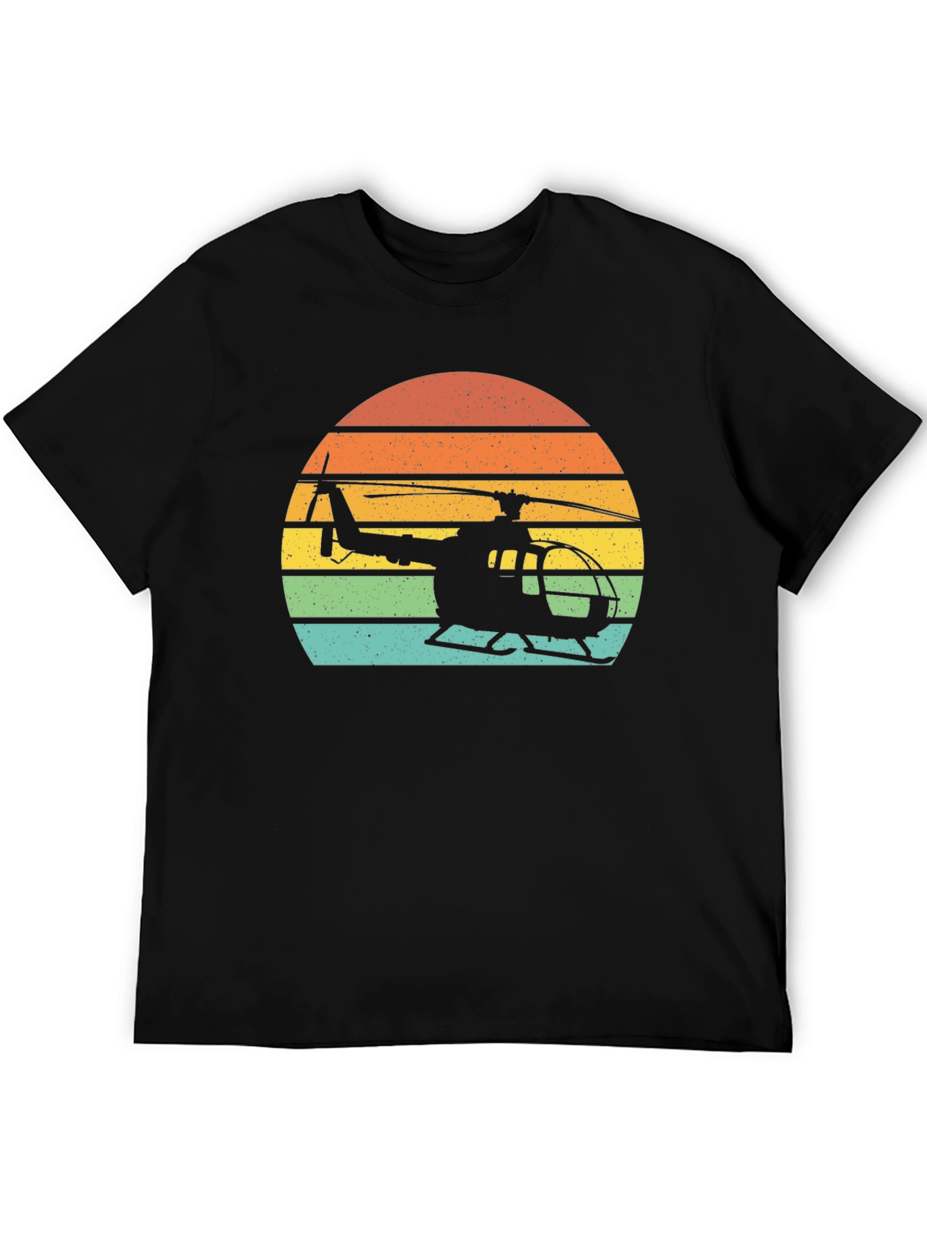 Black Vintage Helicopter Sunset Graphic T-Shirt view 5