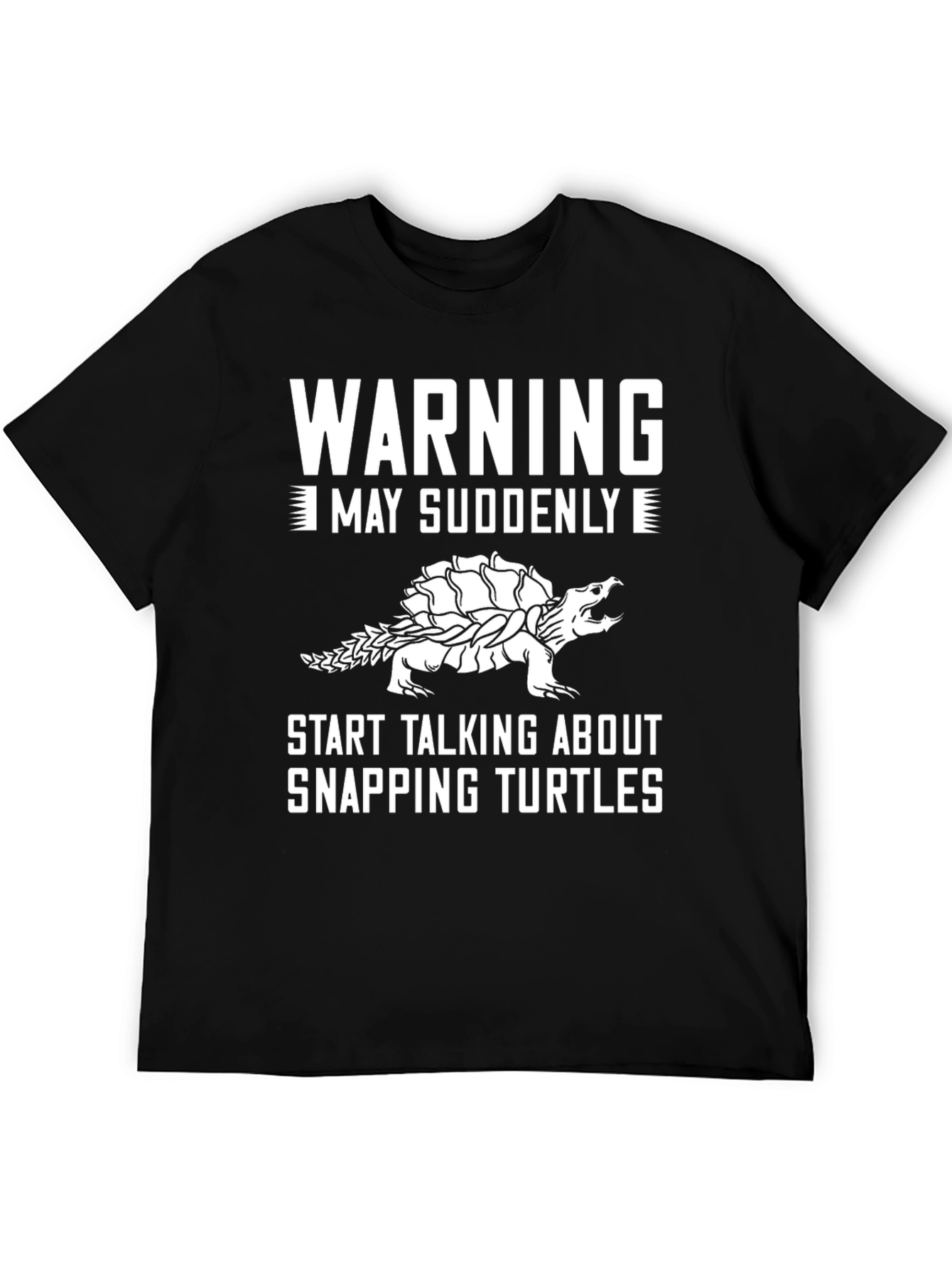 Black Warning Snapping Turtle Graphic T-Shirt view 5