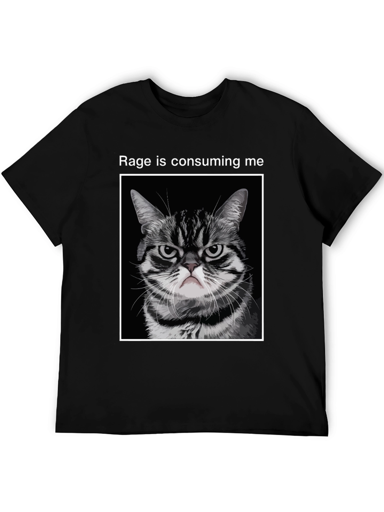 Black Rage Cat T-Shirt - Funny Angry Kitten Tee view 5