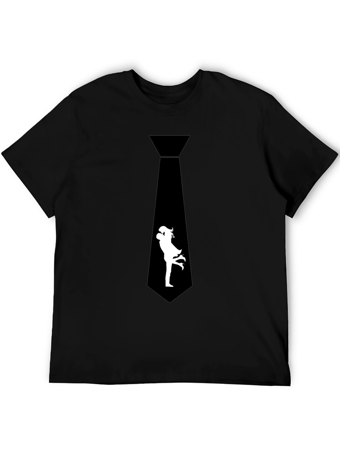Black Novelty Black T-Shirt - Tie with Romantic Couple Graphic view 5