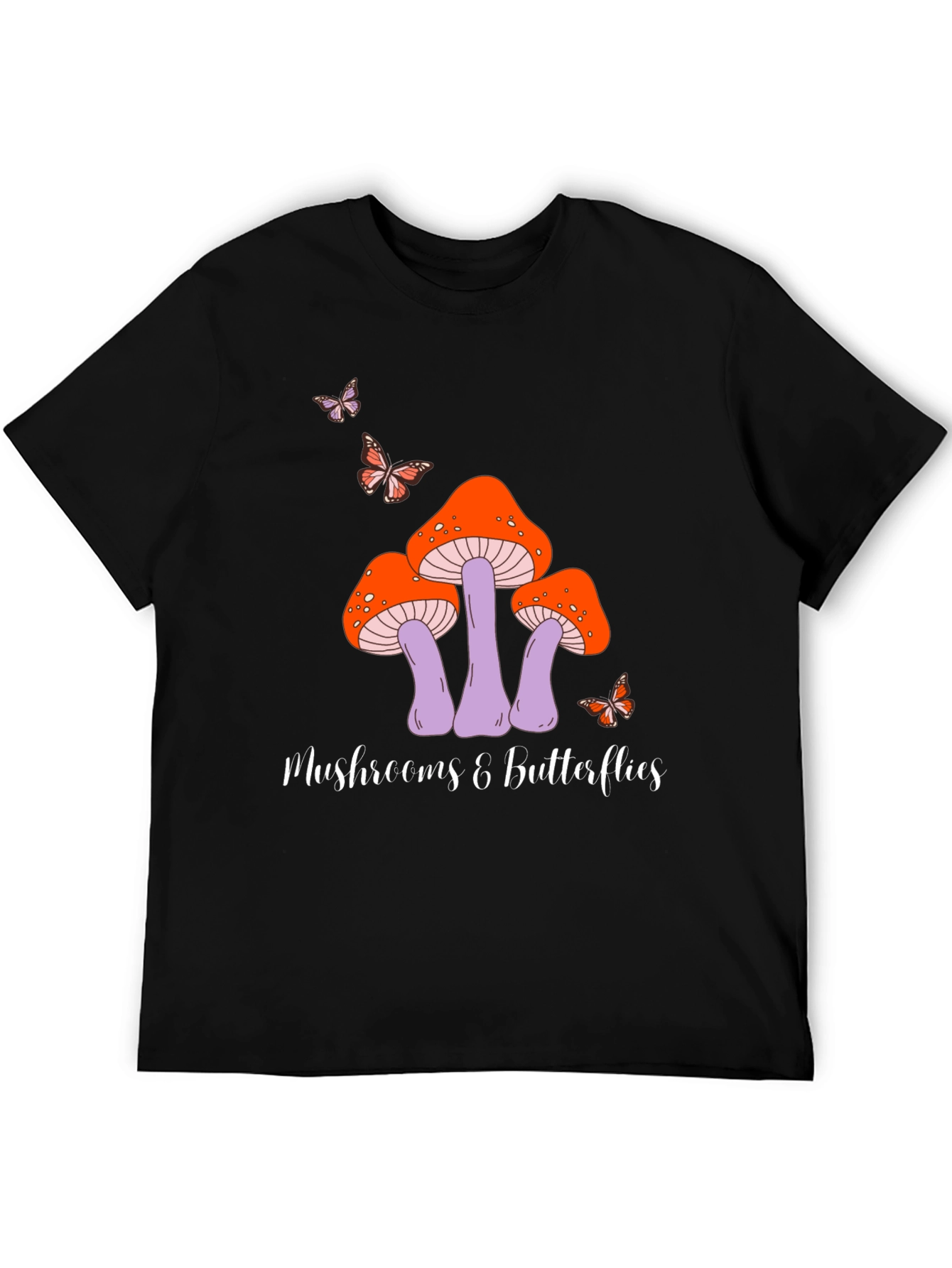 Black Mushroom & Butterfly Graphic Tee view 5