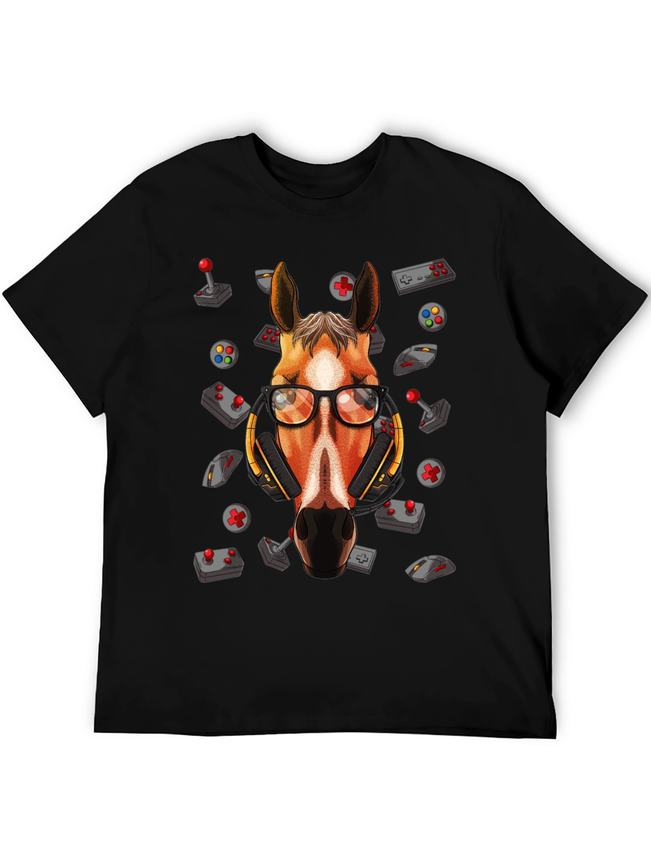 Black Gamer Horse Graphic Tee - Funny Animal Lover T-Shirt view 5