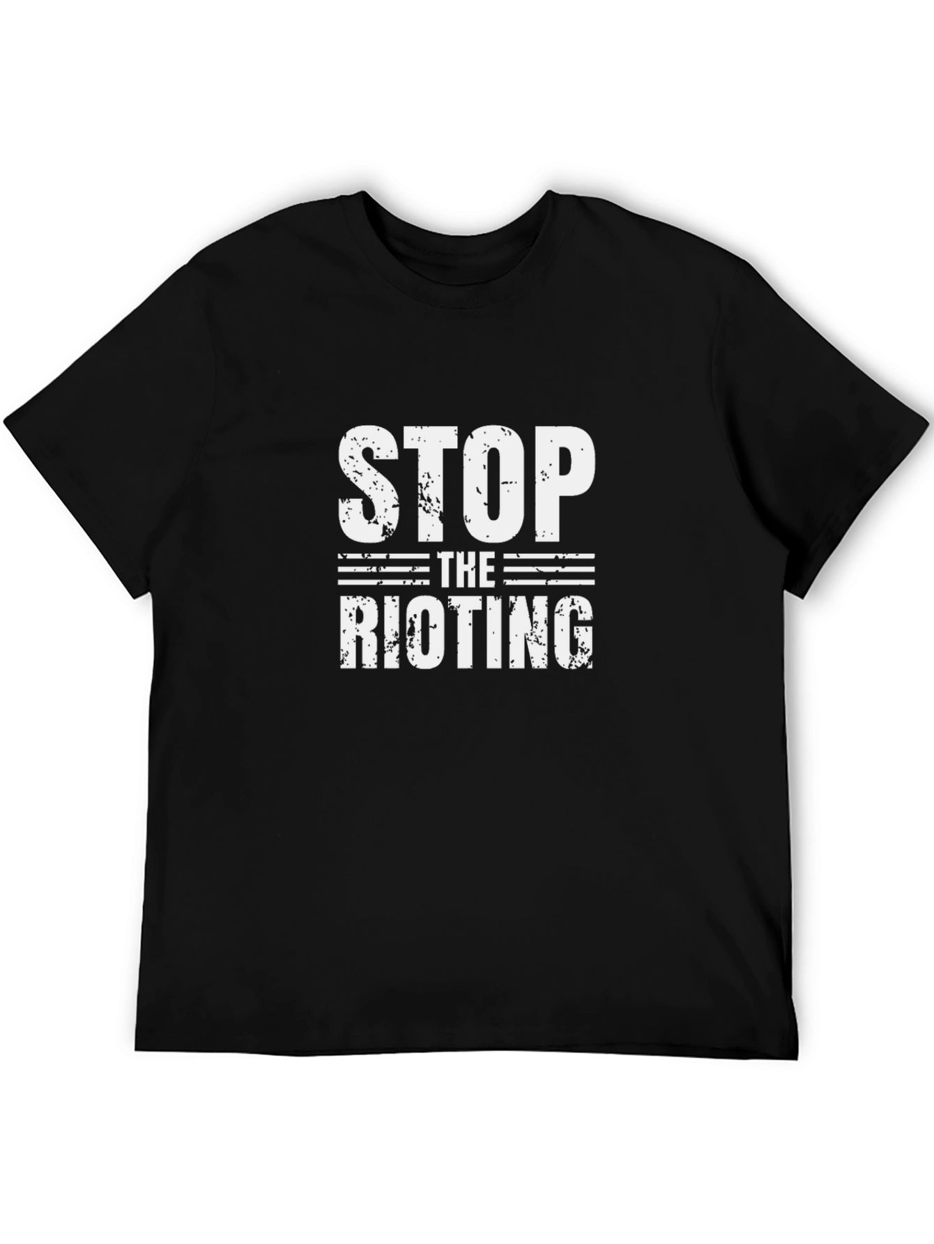 Black Stop the Rioting Black Graphic T-Shirt view 5