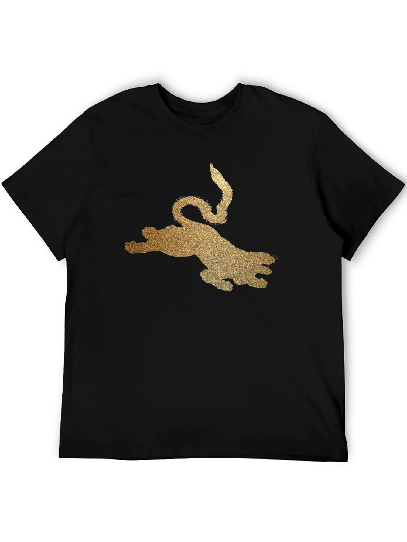 Black Black T-Shirt with Golden Glitter Leopard Graphic view 5