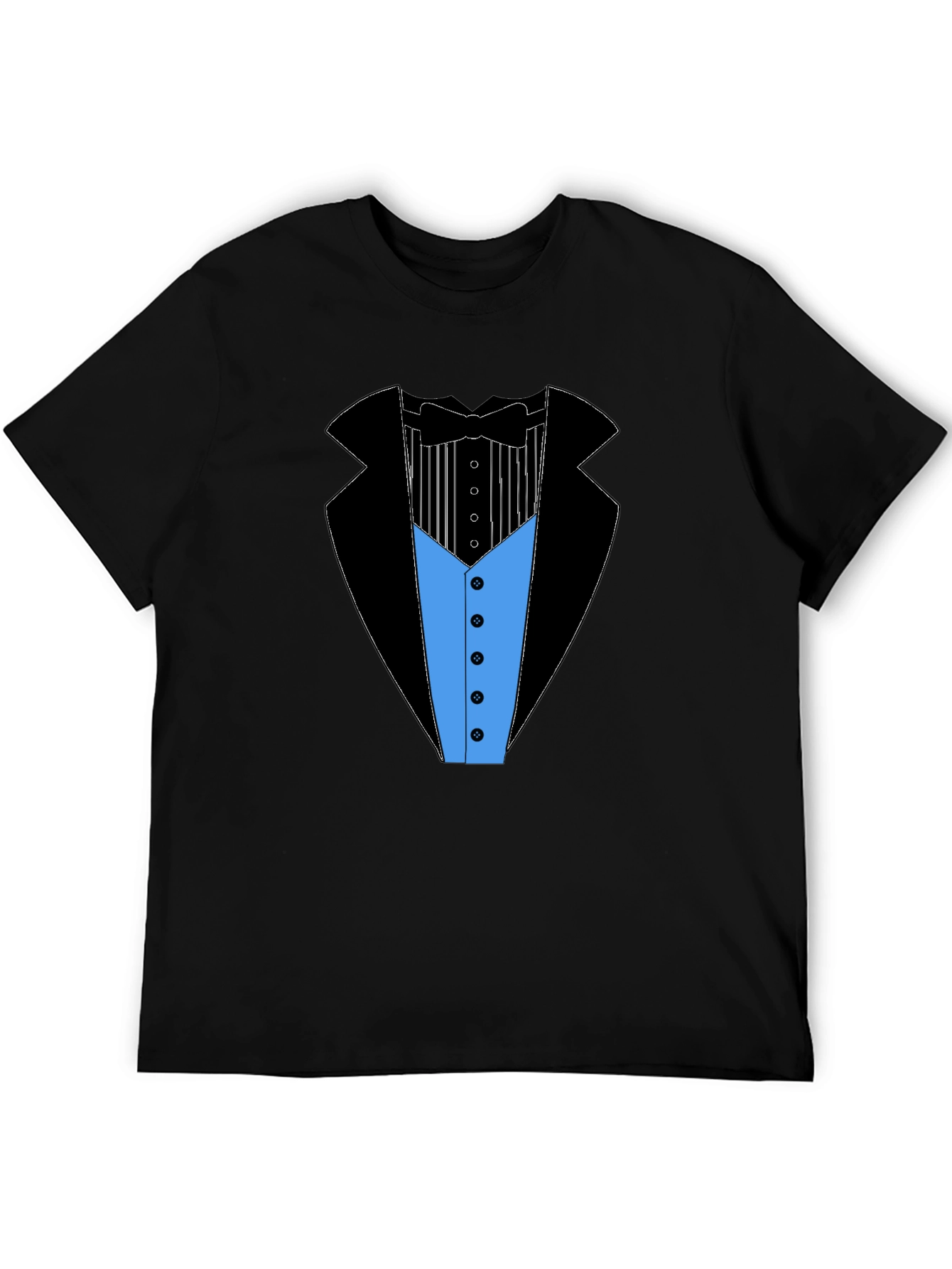 Black Tuxedo Print Men's Black T-Shirt view 5
