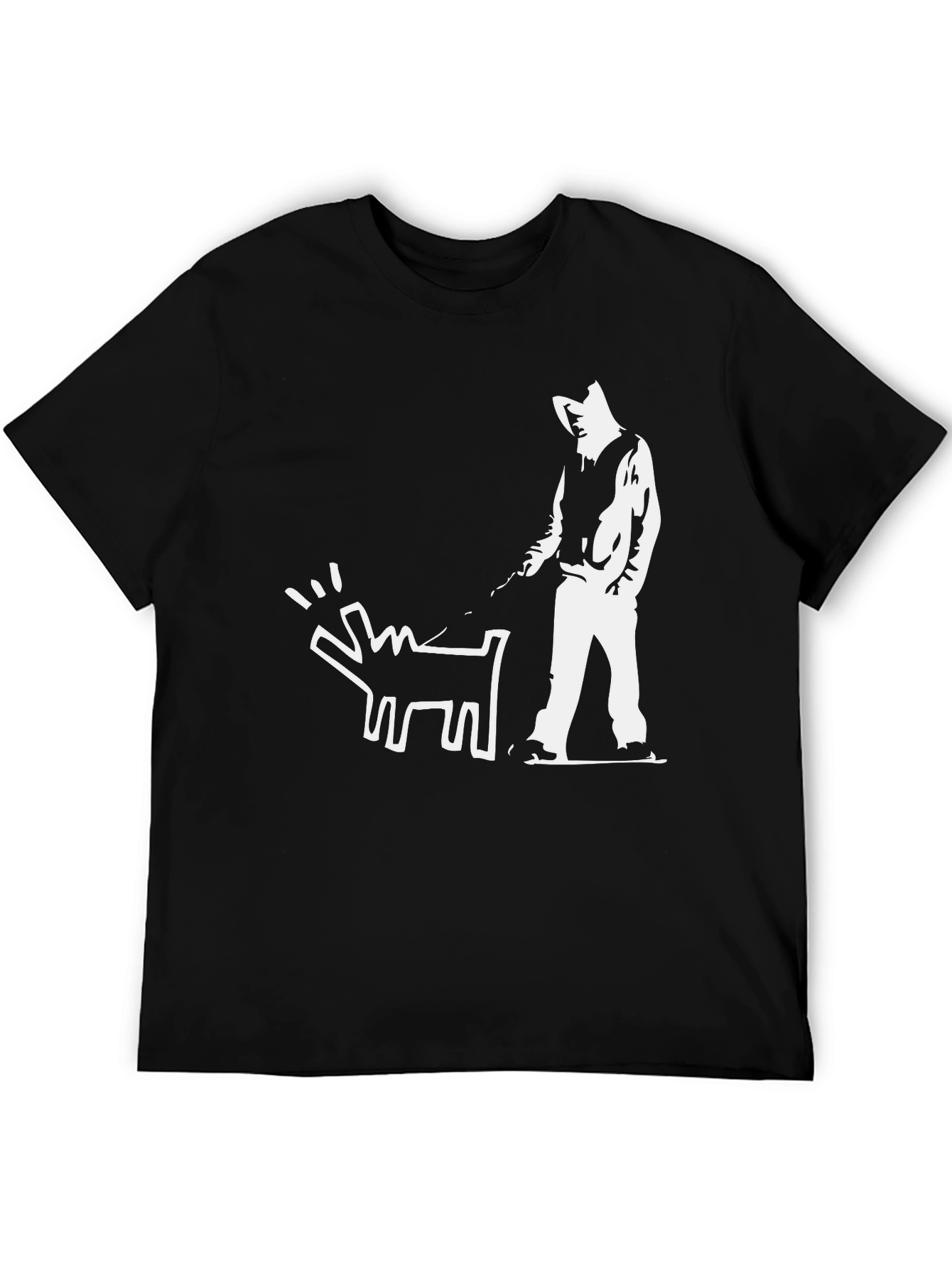 Black Banksy Dog Walker Graphic T-Shirt view 5