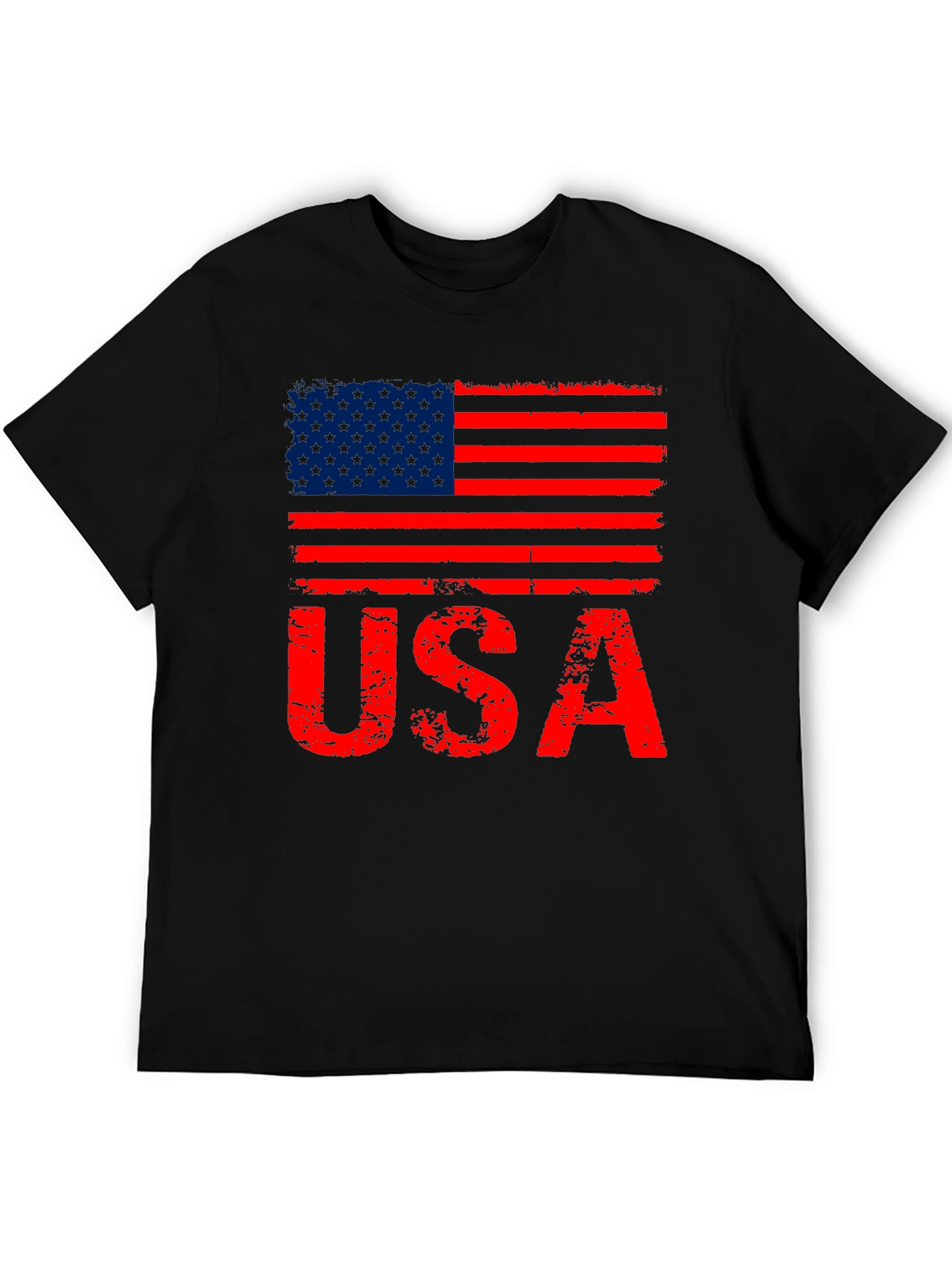 Black Distressed USA Flag Graphic T-Shirt view 5