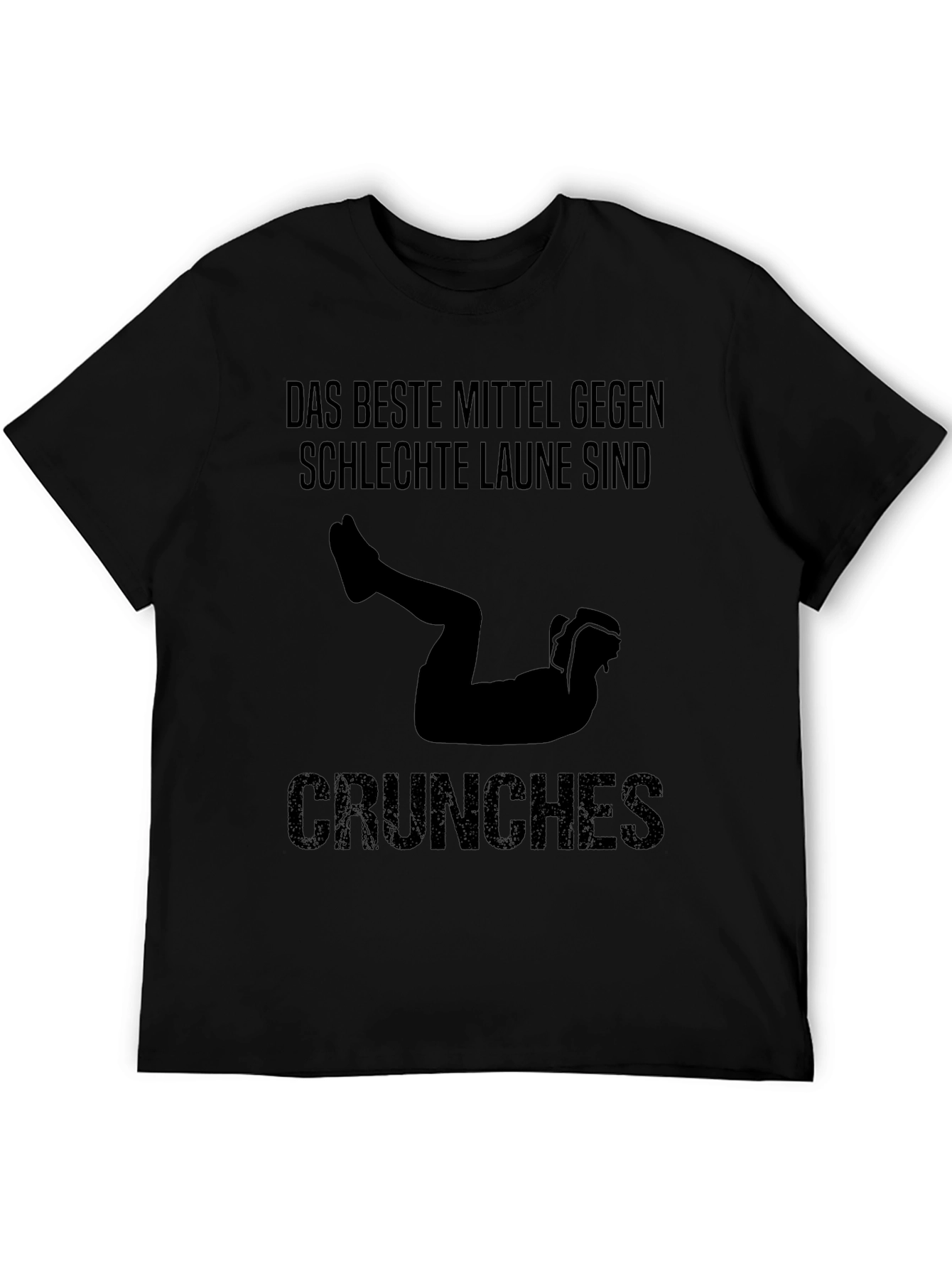 Black Funny Fitness Crunches Graphic Tee - Best Mood Booster Shirt view 5