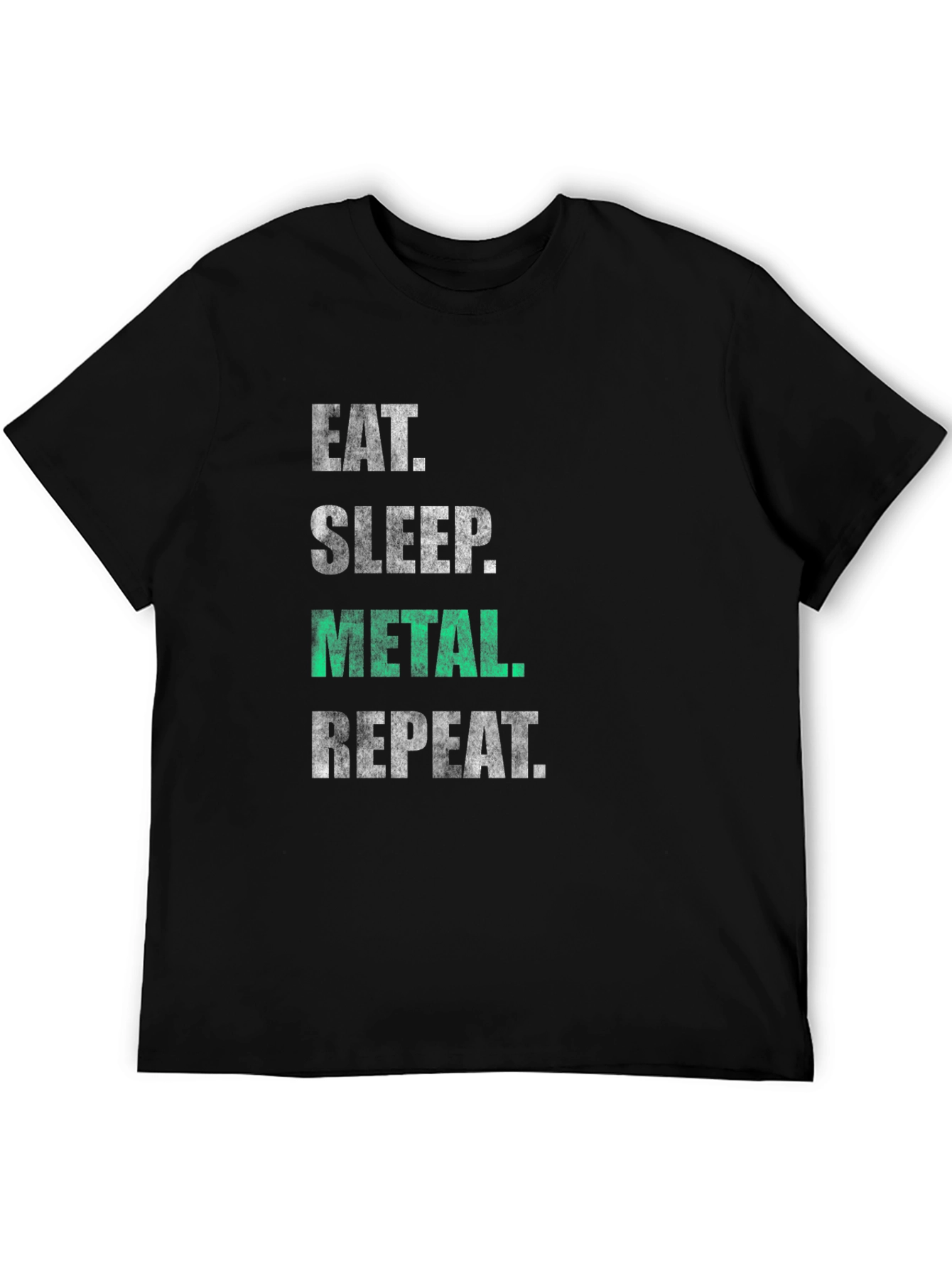 Black Eat Sleep Metal Repeat T-Shirt - Black Graphic Tee view 5