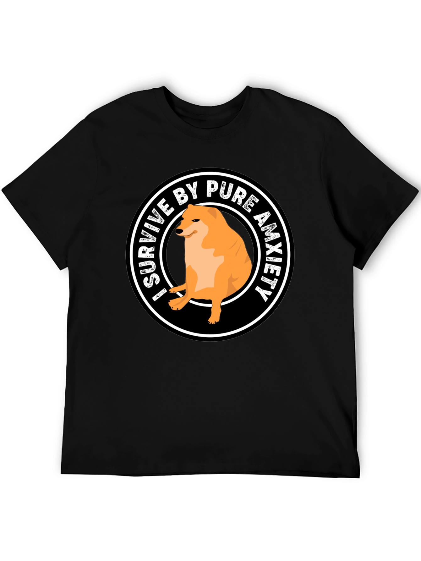 Black I Survive by Pure Anxiety Doge Meme Graphic Tee view 5