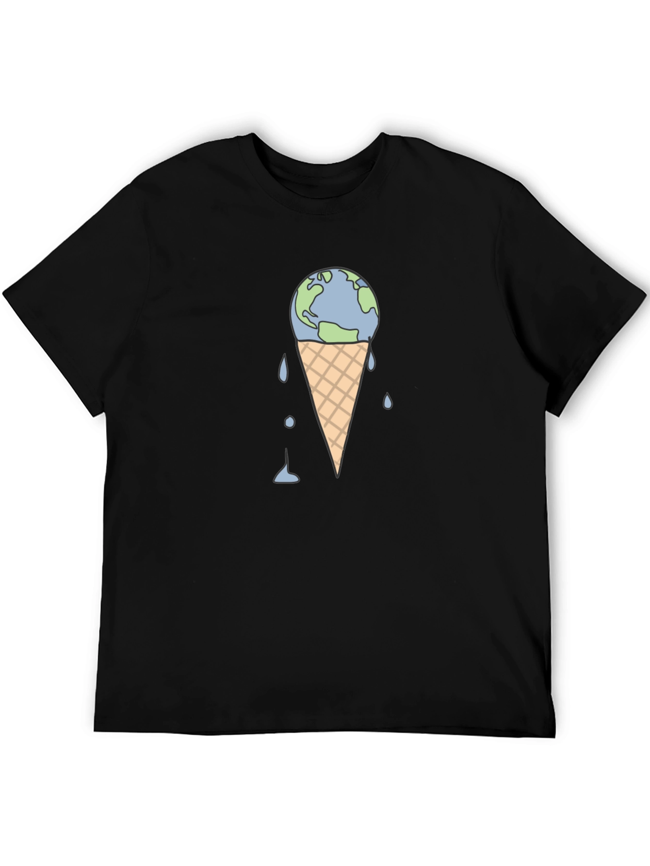 Black Earth Ice Cream Cone Graphic T-Shirt view 5