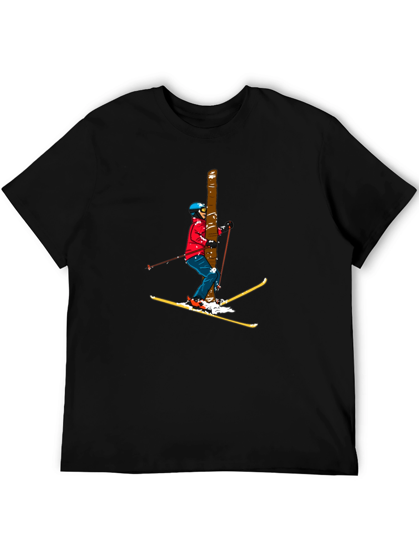 Black Skier Graphic Tee - Black Cotton T-Shirt view 5