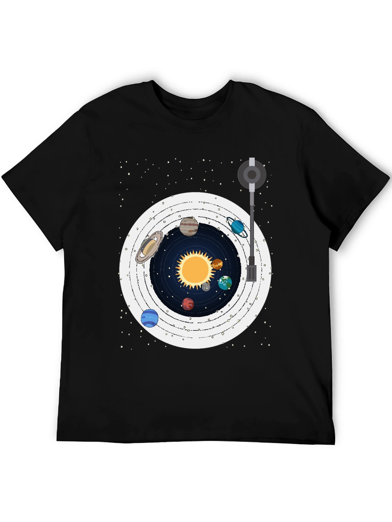 Black Planetary Turntable T-Shirt view 5