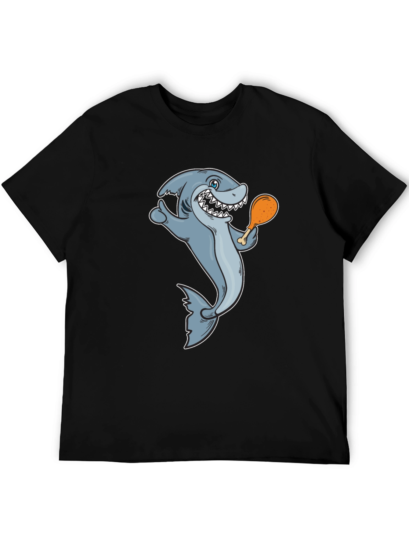 Black Shark Eating Chicken Leg Graphic Tee - Black view 5