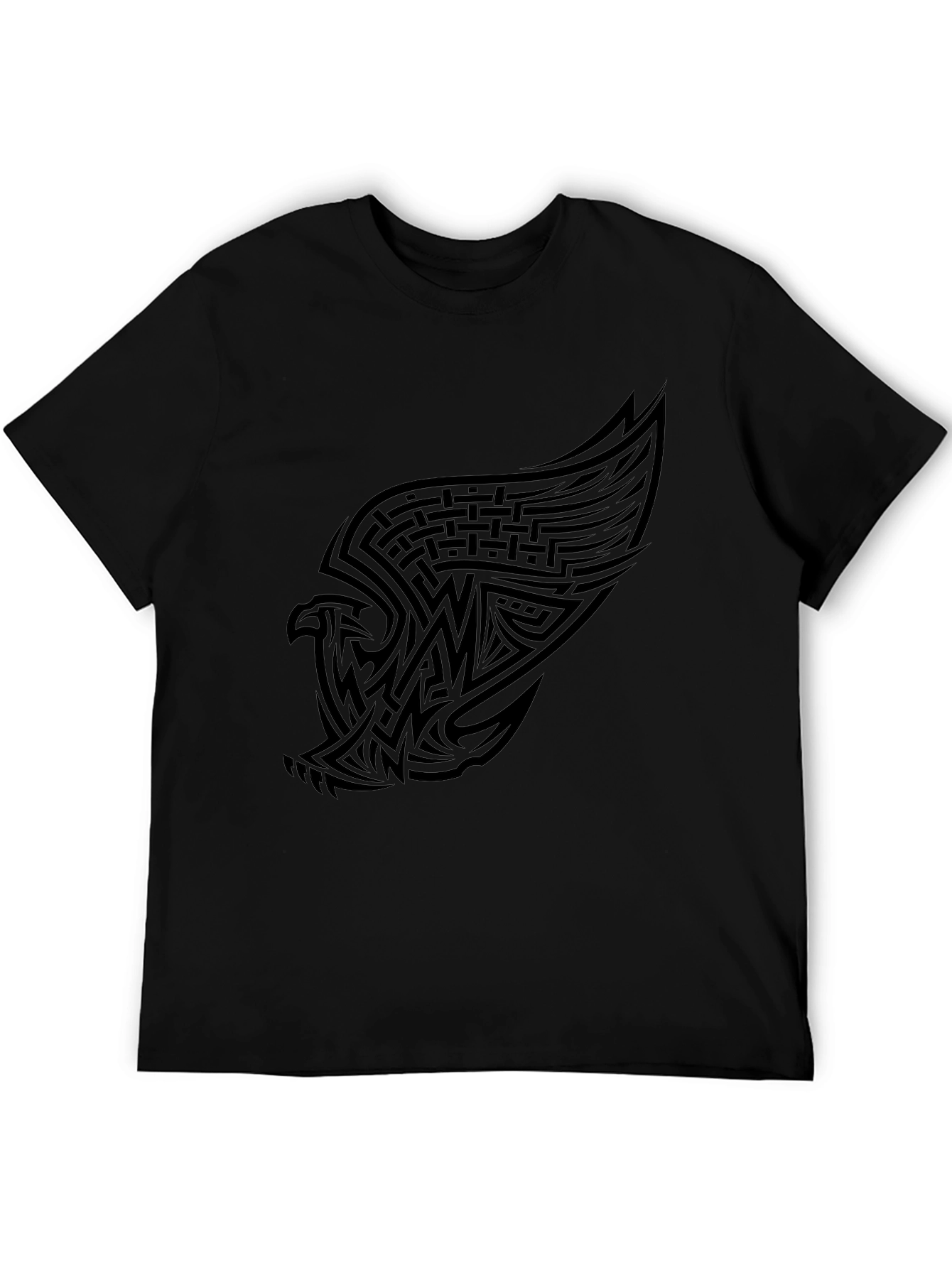Black Black Eagle Tribal Tattoo Style Graphic Tee view 5