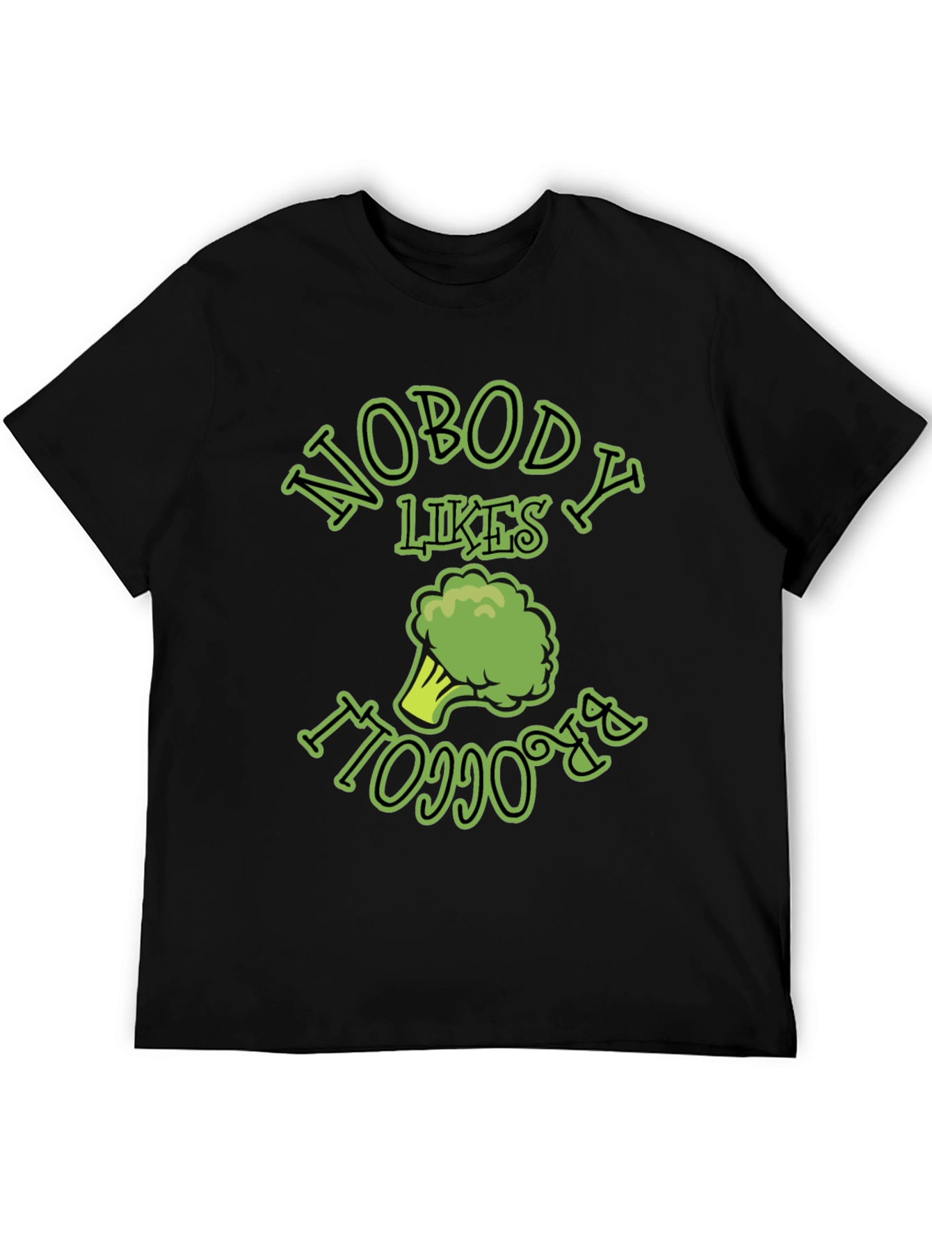 Black Nobody Likes Broccoli T-Shirt Funny Vegan Humor Tee view 5