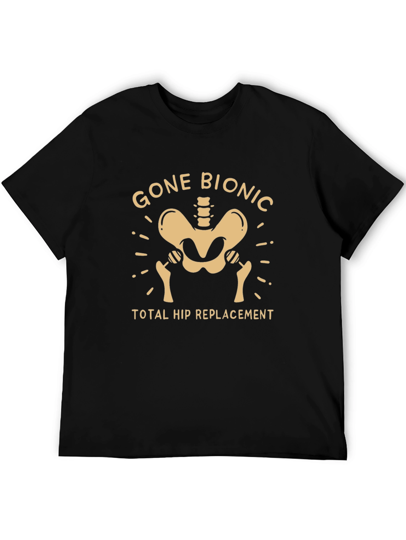 Black Gone Bionic Hip Replacement T-Shirt Funny Recovery Tee view 5