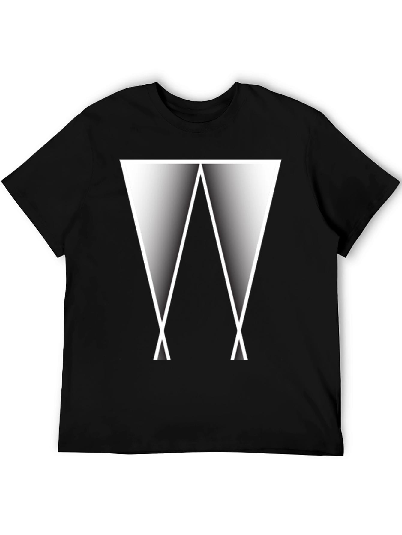 Black Abstract Triangle Graphic Tee - Modern Black T-Shirt view 5