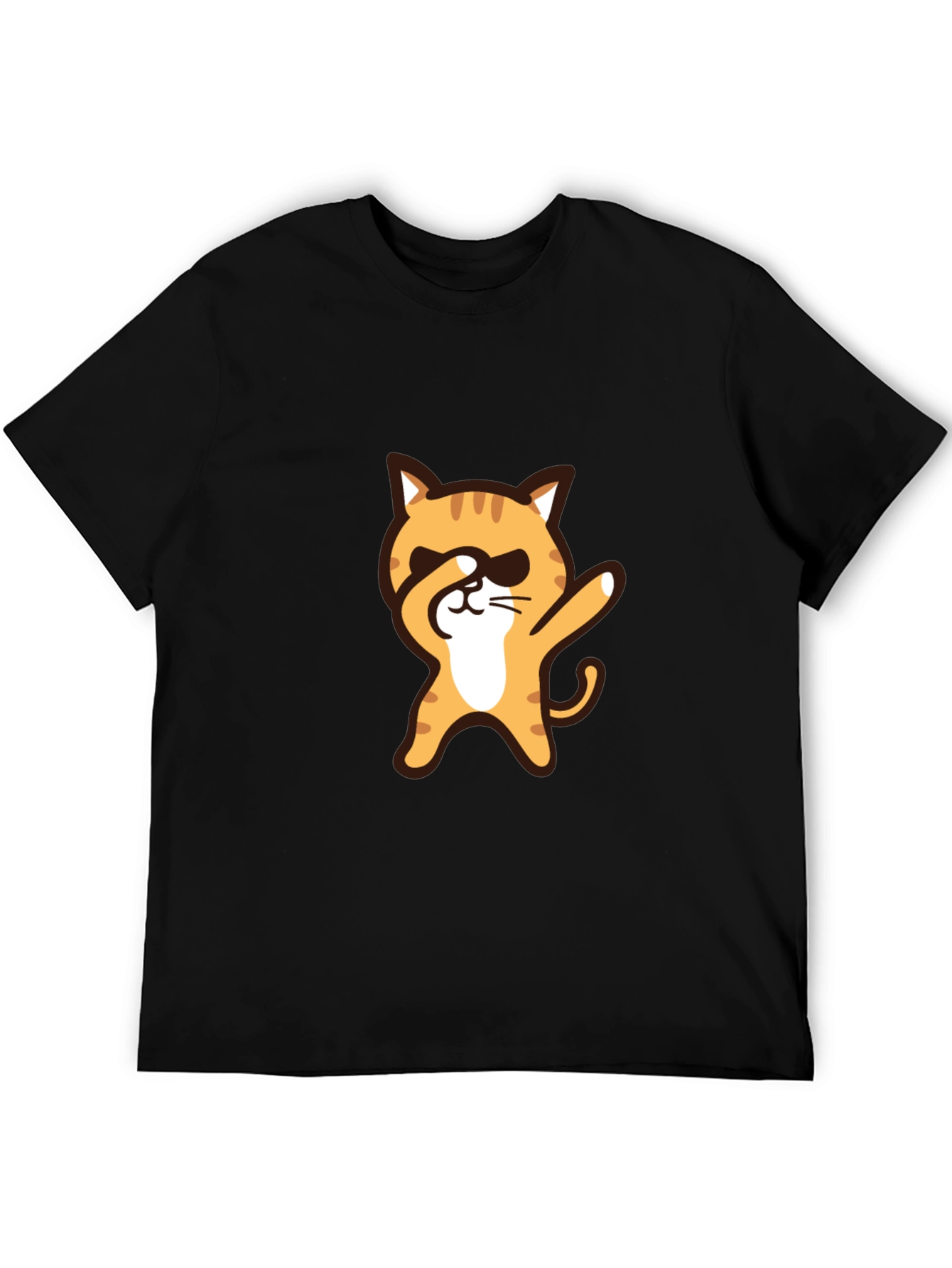 Black Dabbing Cat Graphic Tee - Cool & Casual view 5