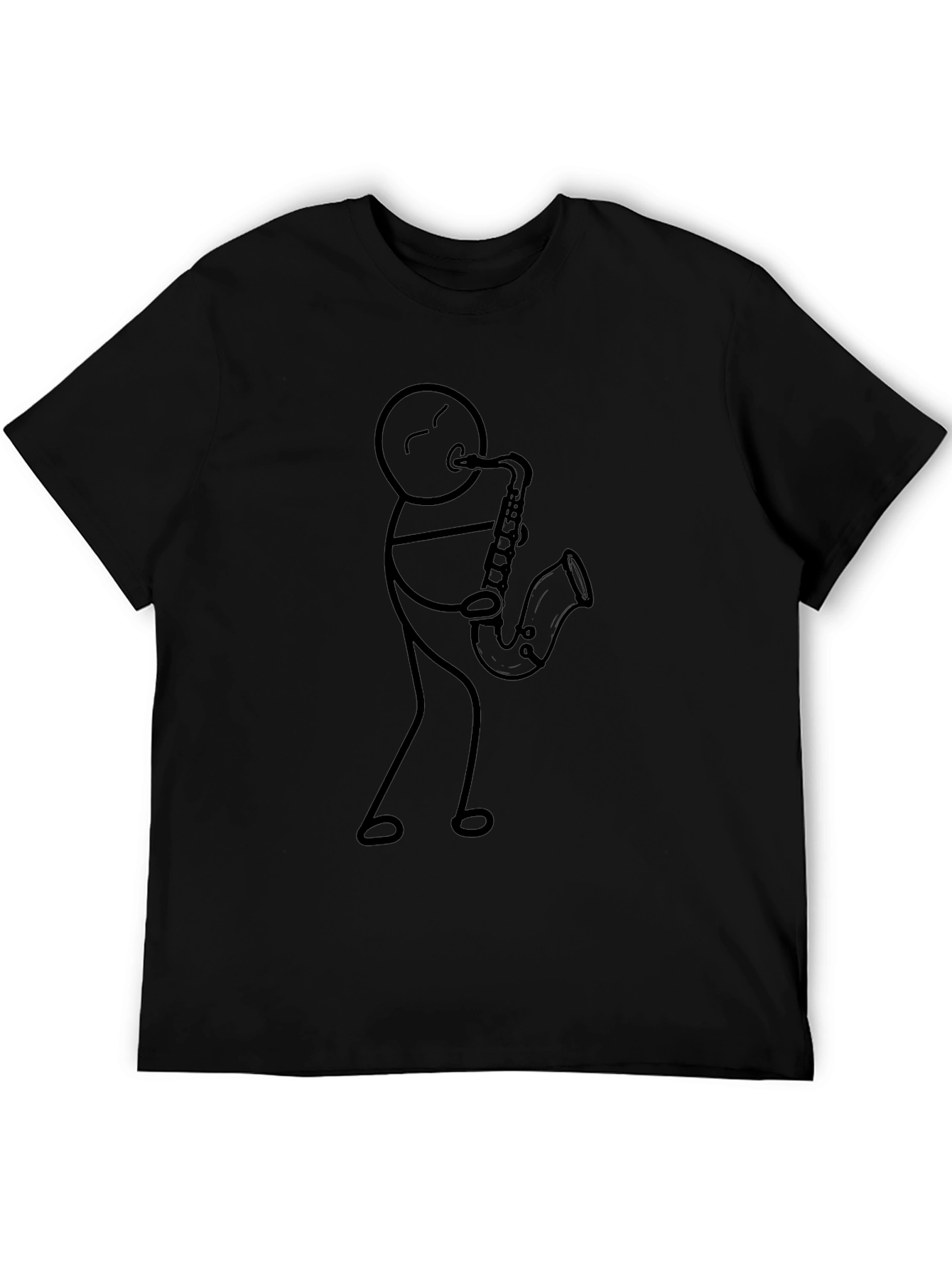 Black Stick Figure Saxophone Player T-Shirt view 5