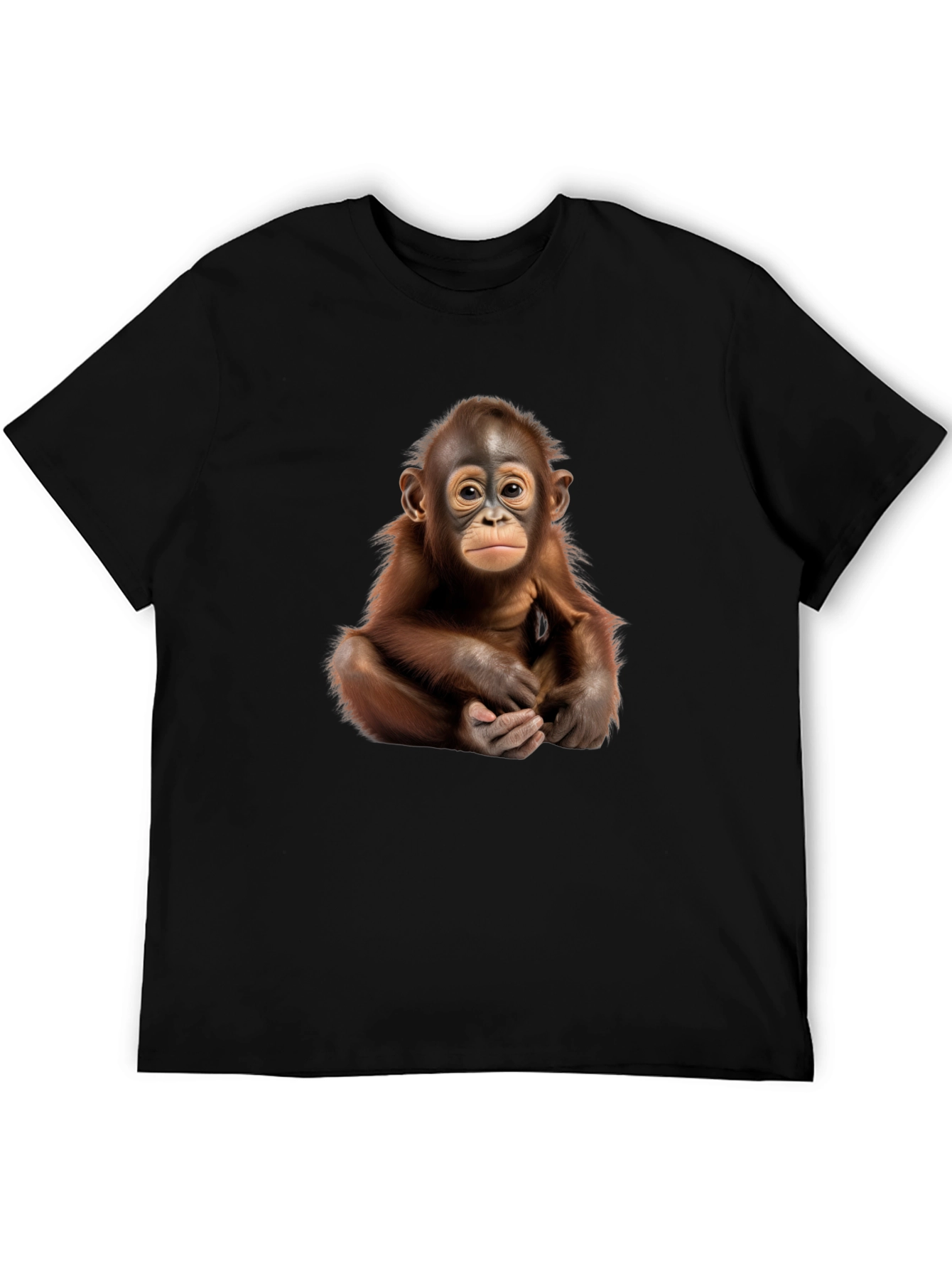 Black Orangutan Graphic Tee - Black Crew Neck T-Shirt view 5