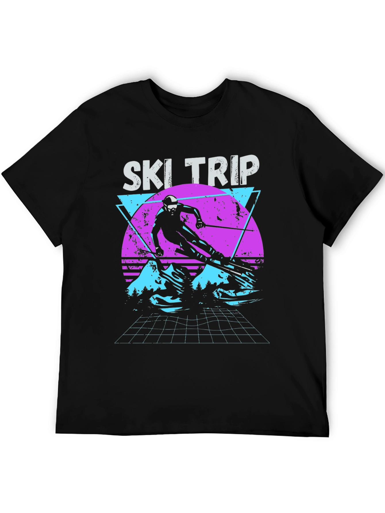 Black Retro Ski Trip T-Shirt - Vintage 80s Style view 5