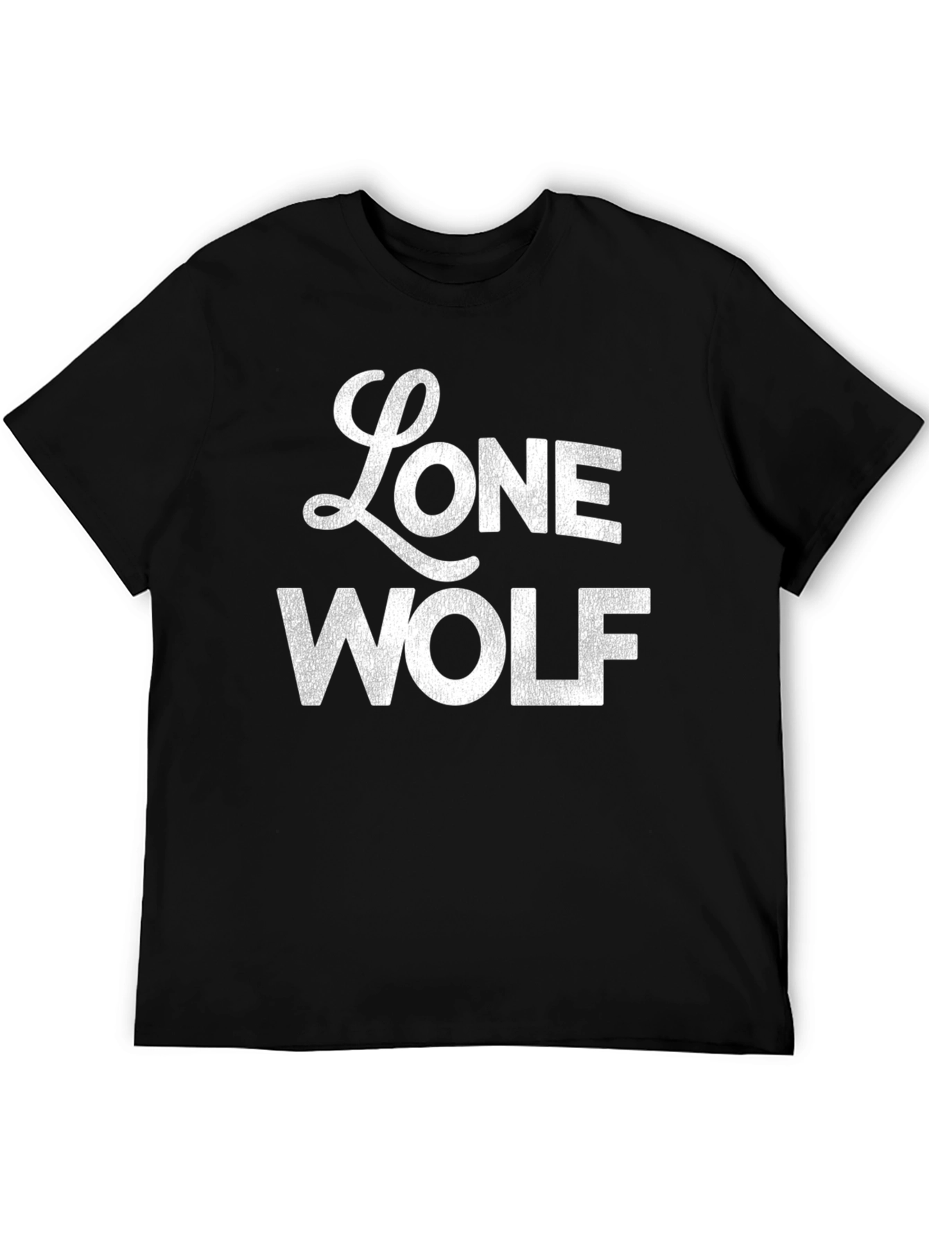 Black Lone Wolf Graphic Print T-Shirt - Black view 5