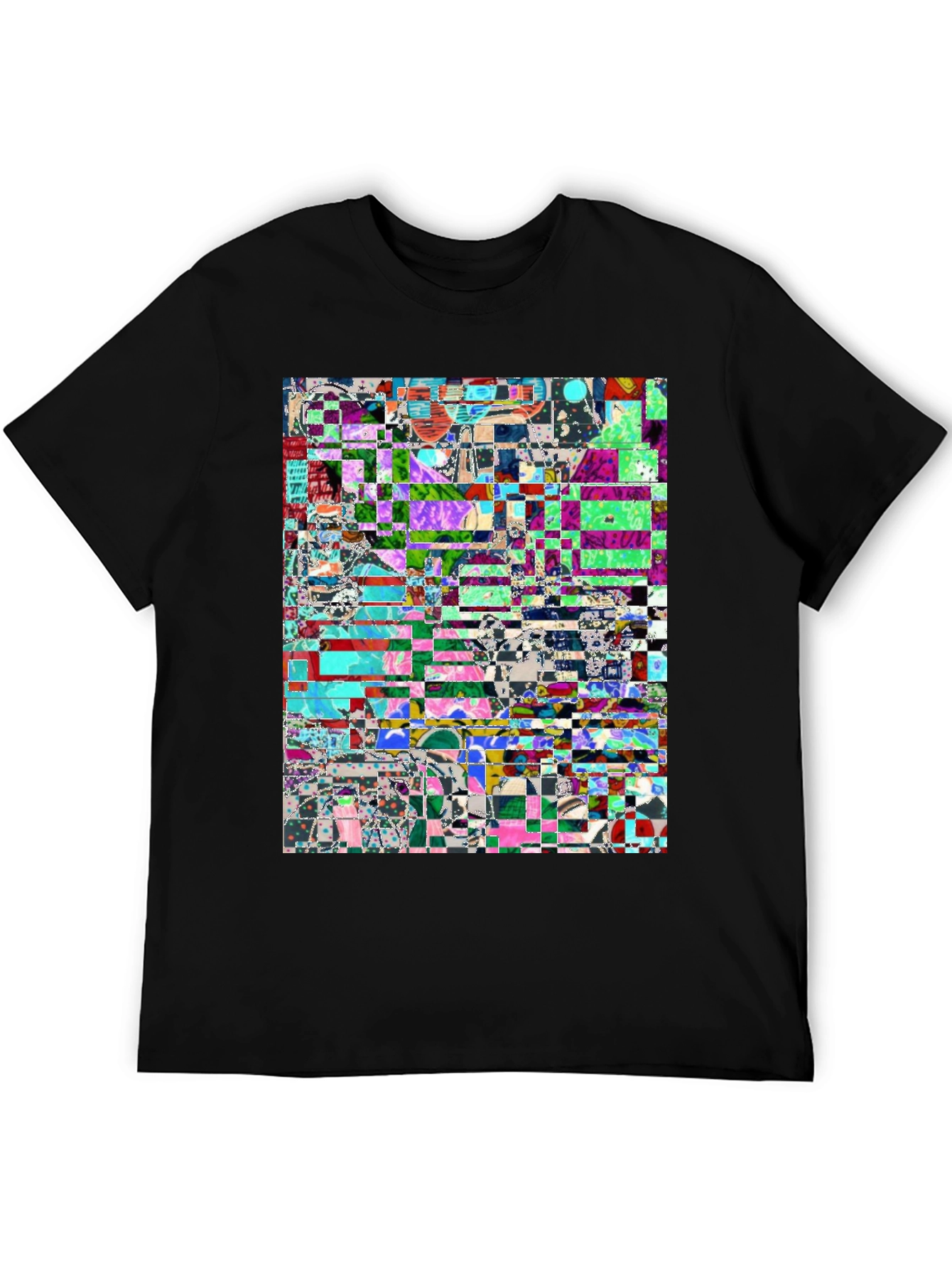 Black Abstract Glitch Art T-Shirt view 5