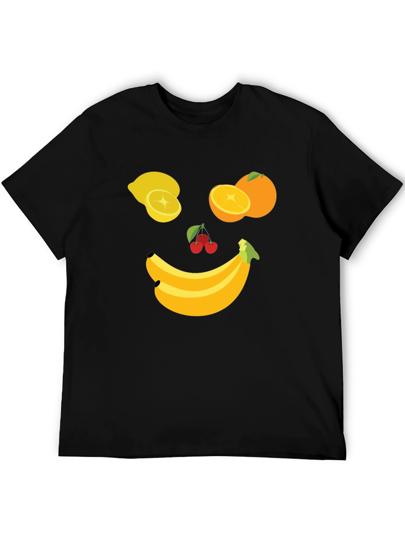 Black Fruit Face Graphic Tee - Black Cotton T-Shirt view 5